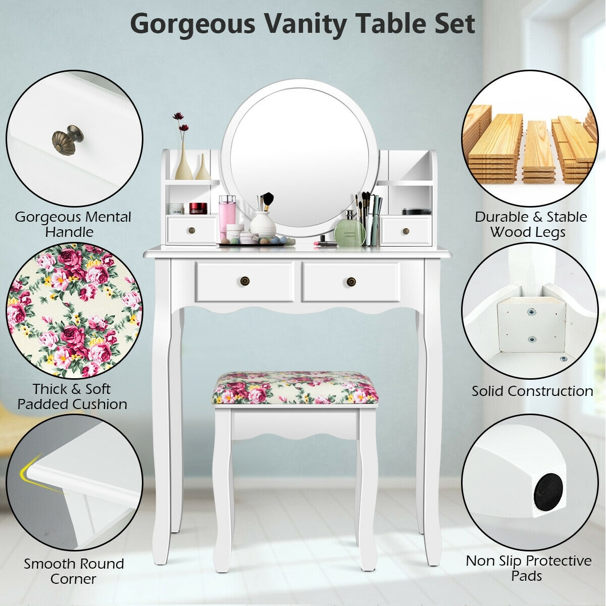 CASAINC WF-HYSN-66130WH Bedroom-Vanities - View #3