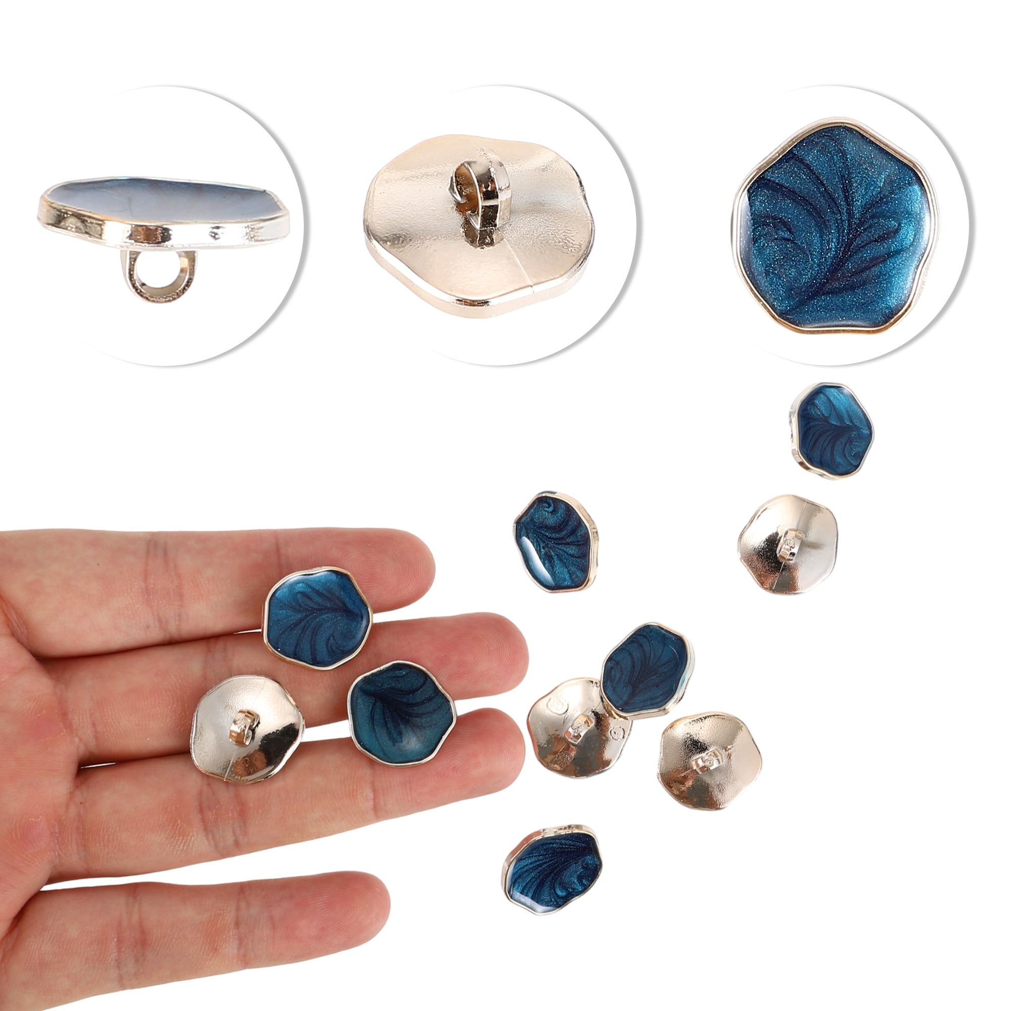 Unique Bargains 10pcs Electroplated Buttons Plastic Shank Buttons W ...