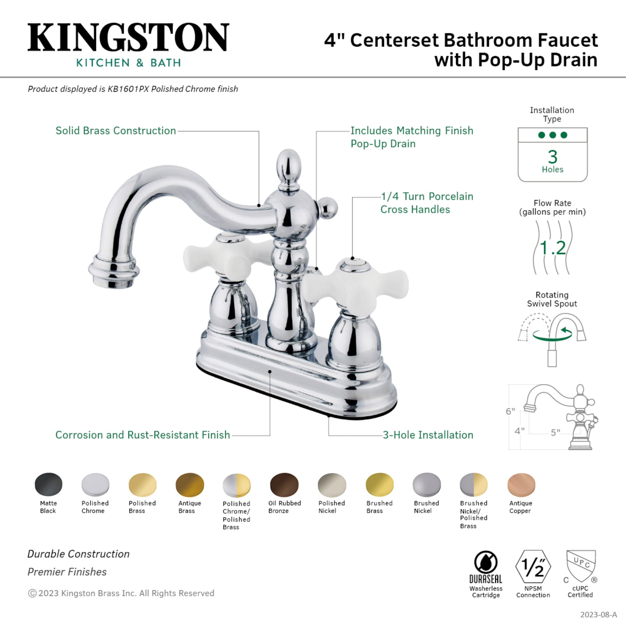 Kingston Brass WLKB1602PX Lavatory-Faucets - View #2