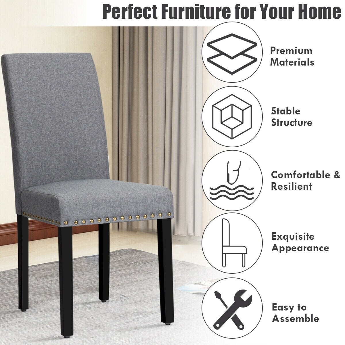 WELLFOR HW-HWY2-65395GR Dining-Chairs - View #7