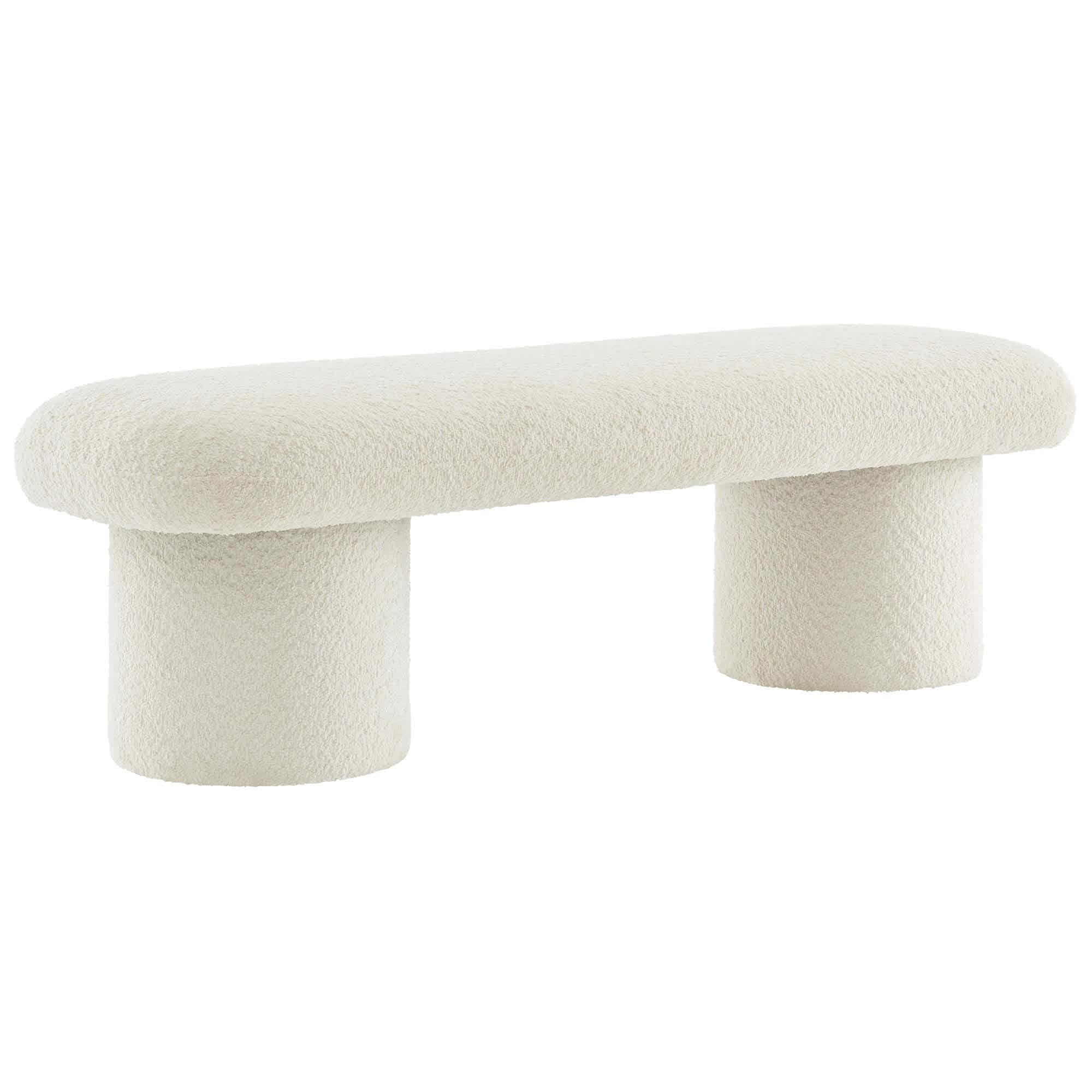  Orla Chenille Upholstered Bench in Cream