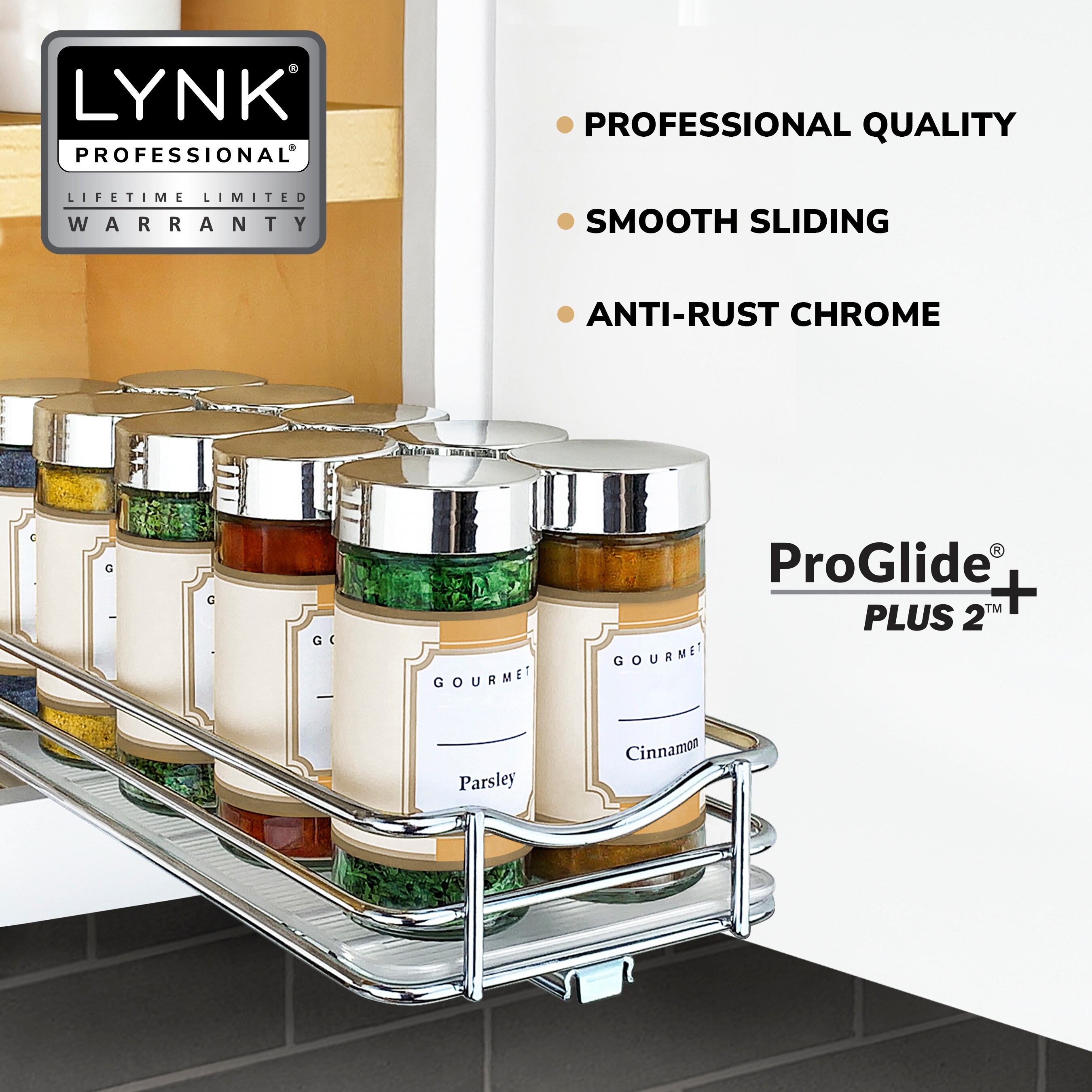 Lynk Professional 4.3-in W x 8.5-in H 2-Tier Cabinet-mount Metal Pull-out  Spice Rack in the Cabinet Organizers department at