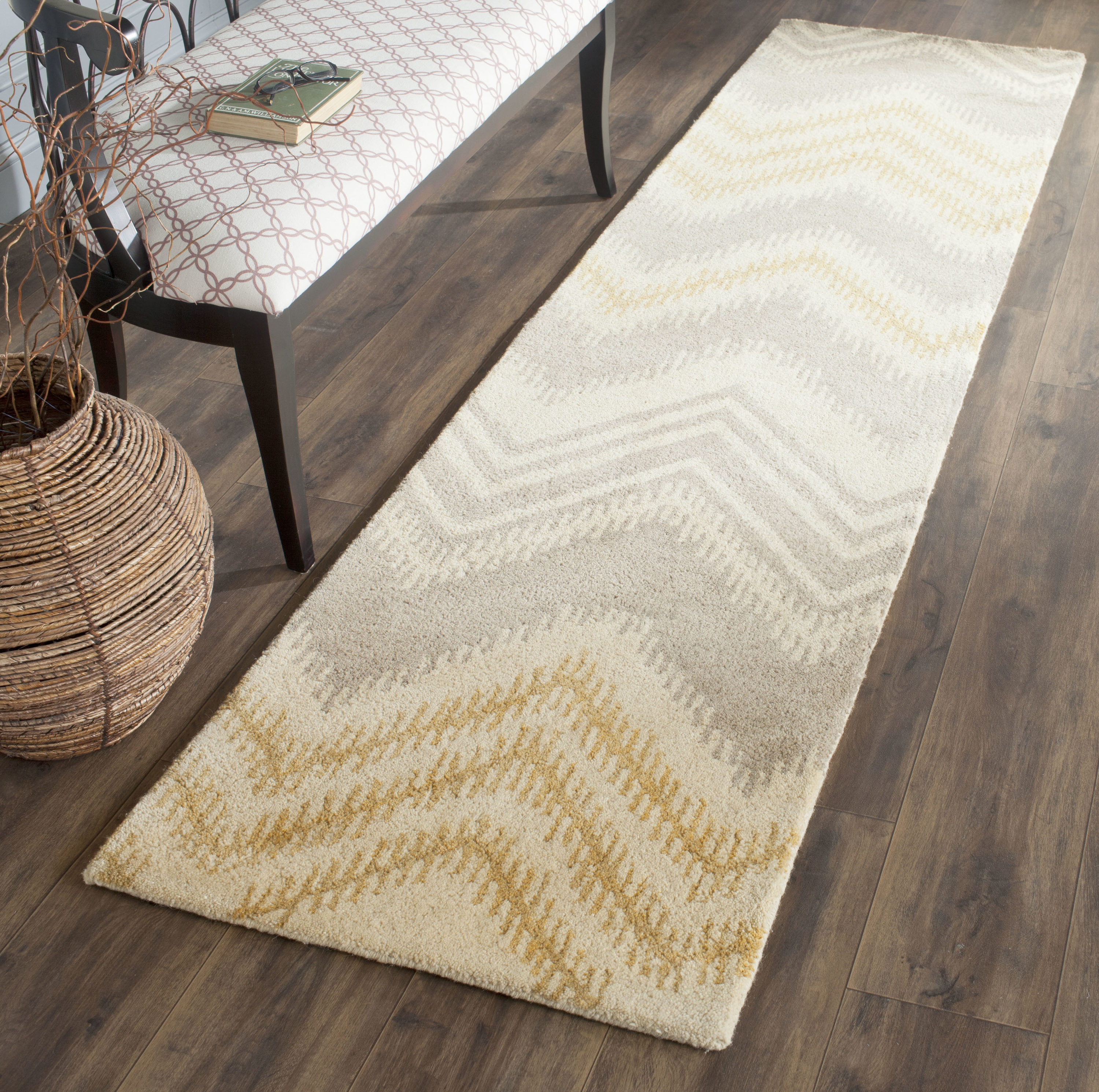 Capri Gray and Gold Hand-Tufted Wool Runner Rug