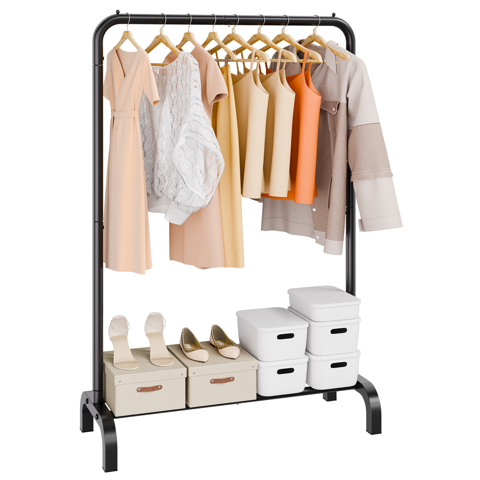 VEVOR SCJYKCYJ384801432V0 Clothes Rack Heavy Duty Clothing Garment Rack with Hanging Rod and Bottom Storage Area Clothing Rack for Bedroom Guest Room