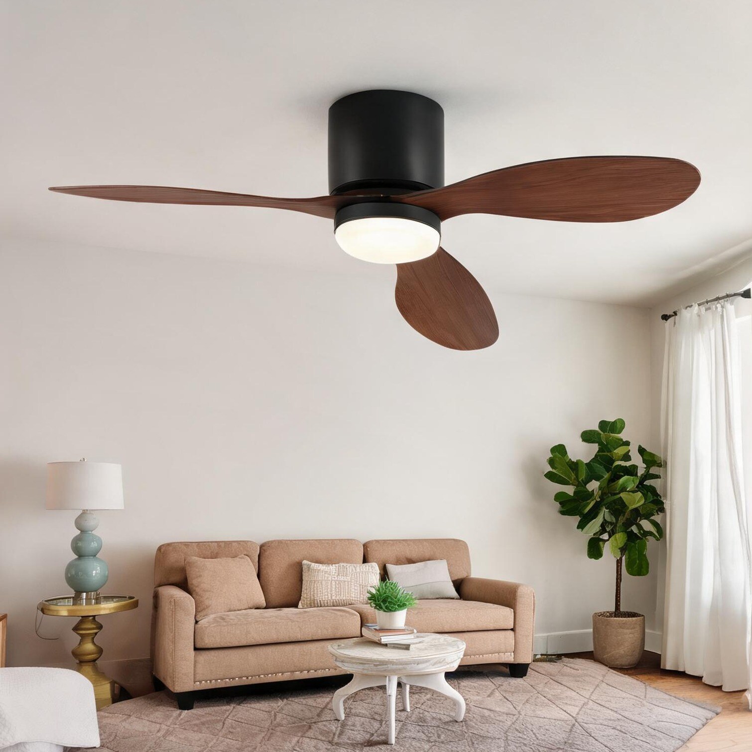 FlowLuxe Black Abs Ceiling Fan for Bedroom and Living Room with Remote Operation and Seasonal Airflow