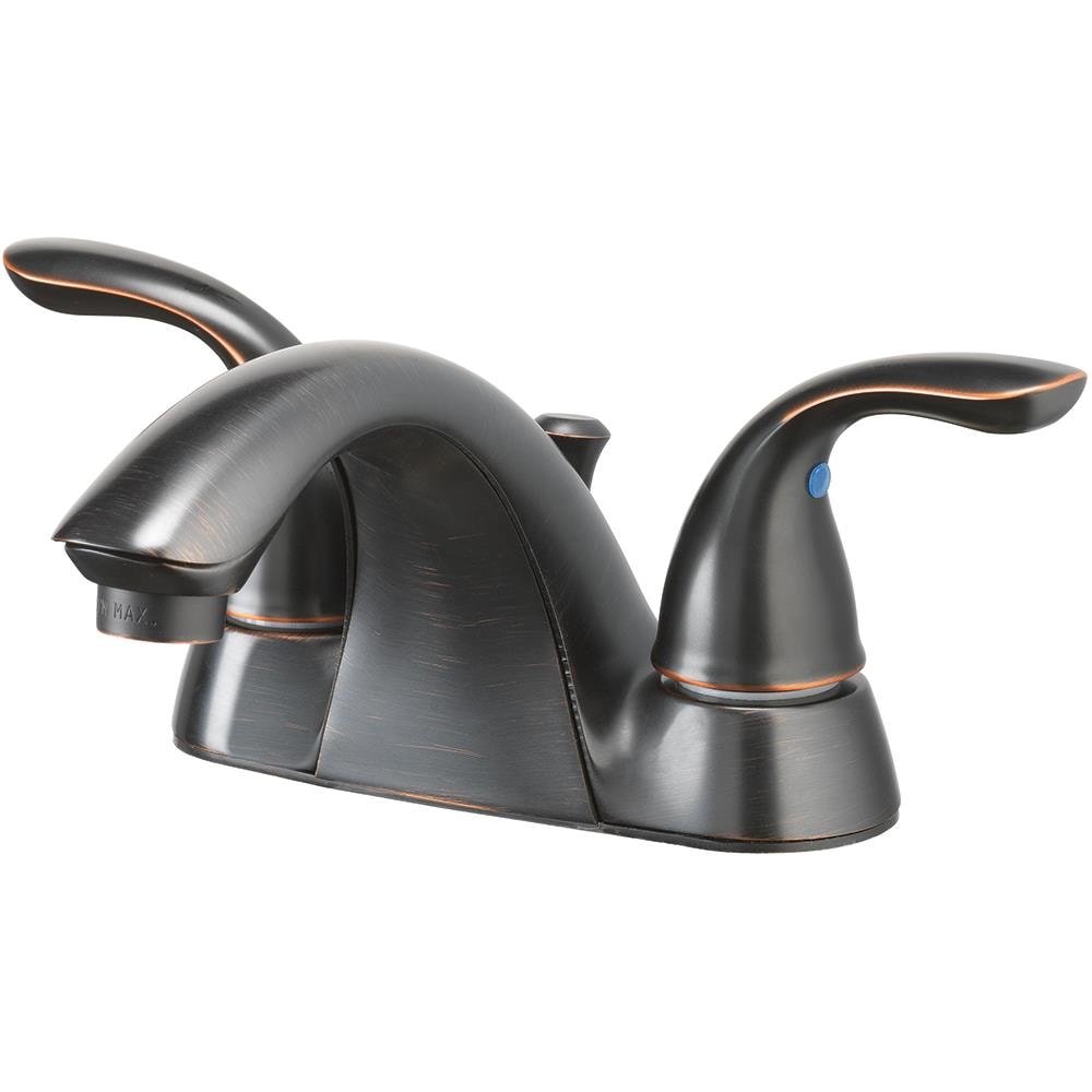 Home2O H03L-421-ORB Gruwell Oil Rubbed Bronze 4-in centerset 2-handle WaterSense Commercial/Residential Handle Bathroom Sink Faucet with Drain with Deck Plate