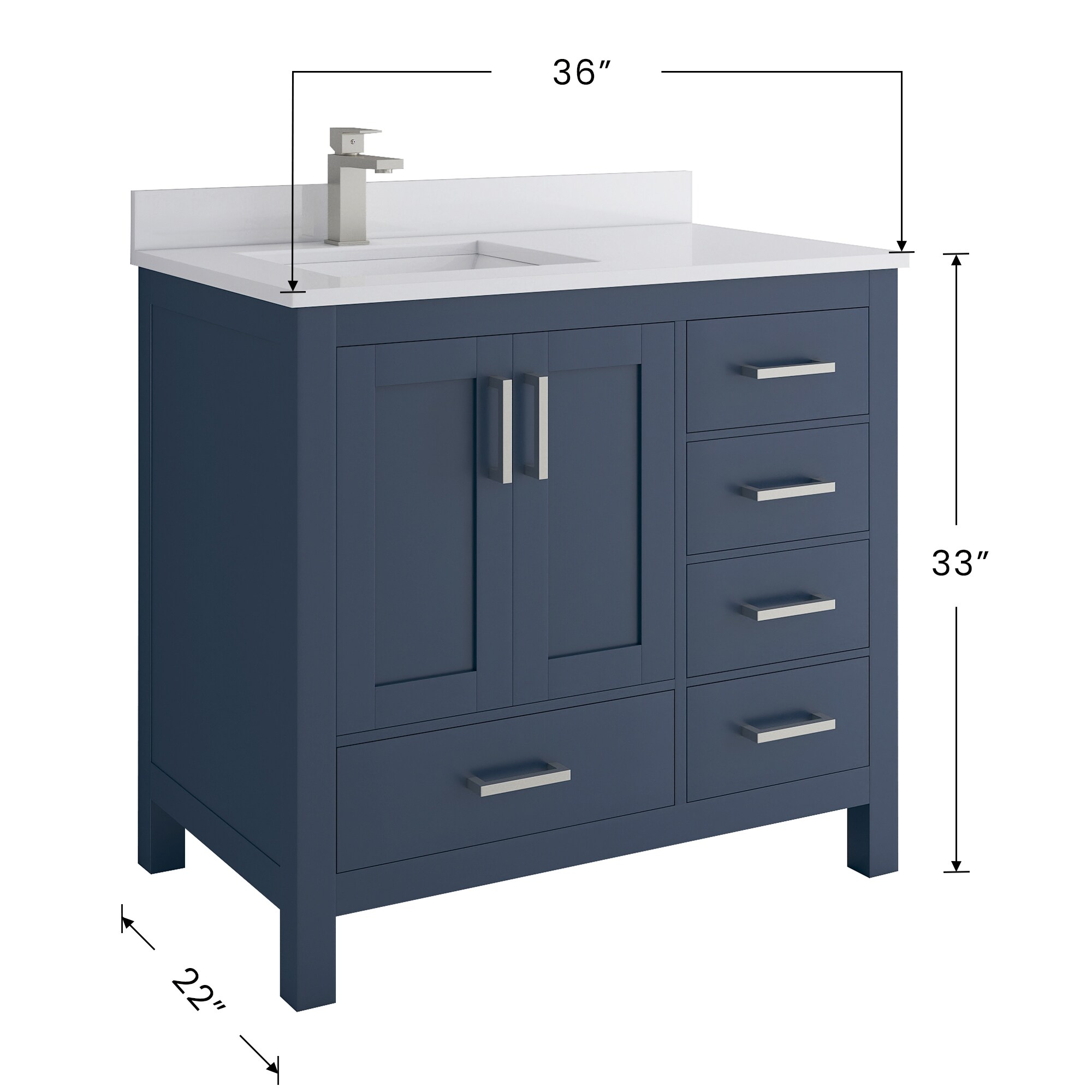 Ayna Decors Rooh 36-in Navy Blue Undermount Single Sink Bathroom Vanity ...