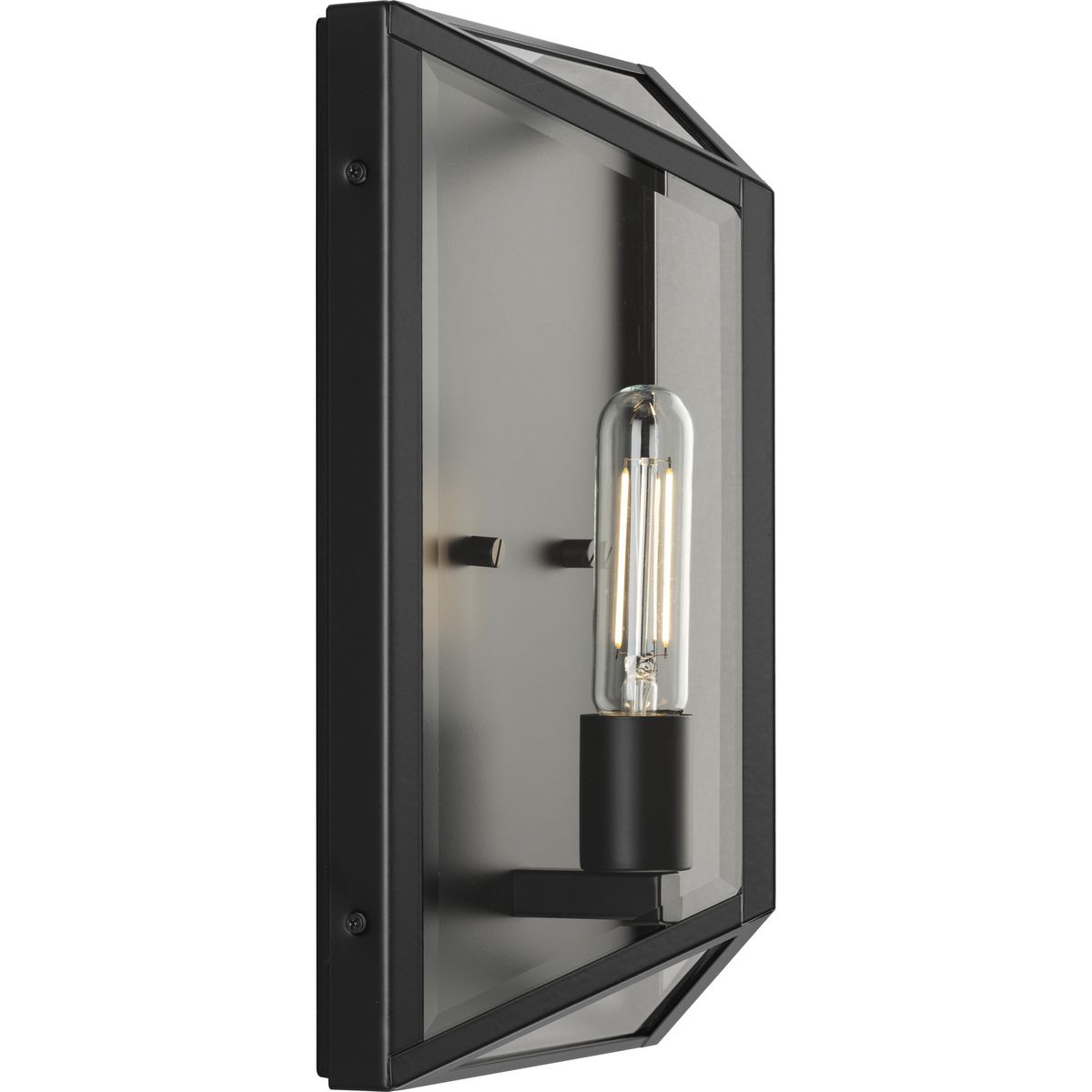 Matte Black Steel Outdoor Wall Lantern with Clear Glass
