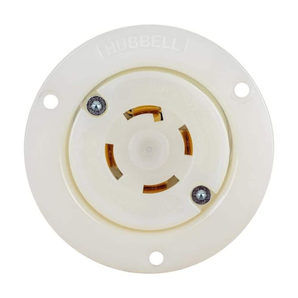 Hubbell  Wiring Device-Kellems Locking Receptacle L15-30R 30 A 250V AC Three Phase 3 Pole Flush Mount White