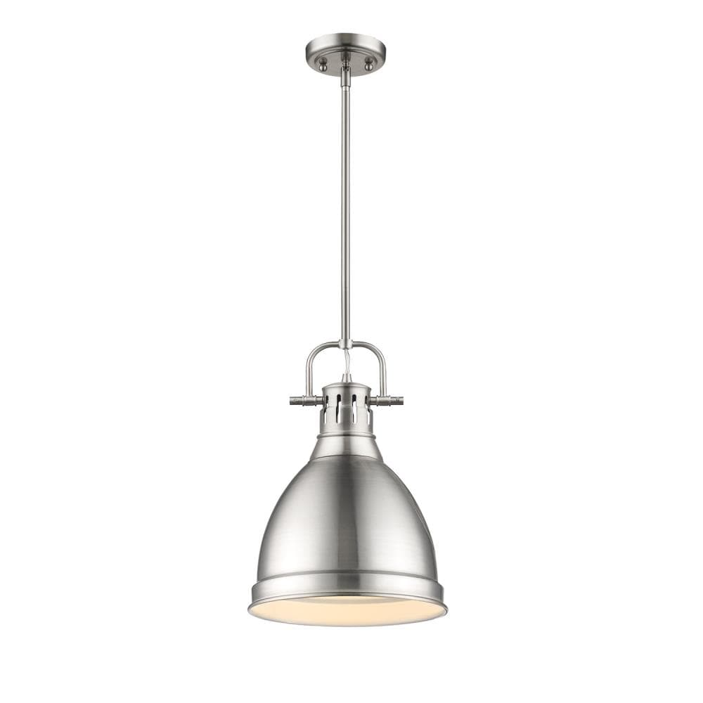 Golden Lighting 3604-S PW-PW Duncan 1 -Light Pewter Transitional Dome Mini Hanging Pendant light