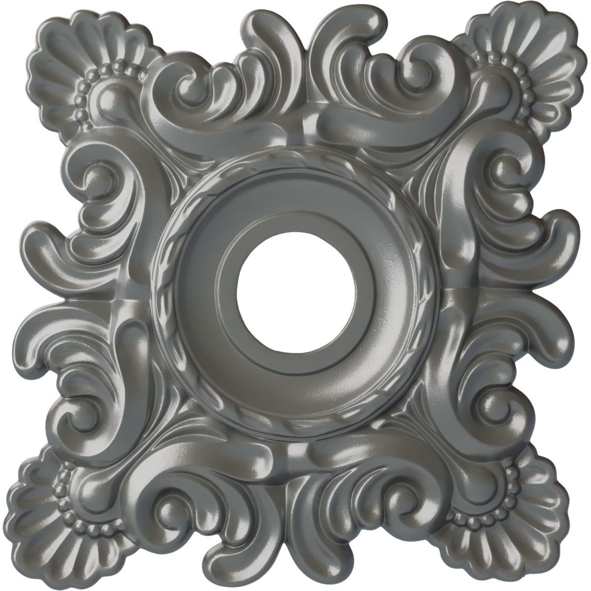 Ekena Millwork CM18CRSLS Crawley 18-in W x 18-in L Painted Silver Polyurethane Whole Ceiling Medallion