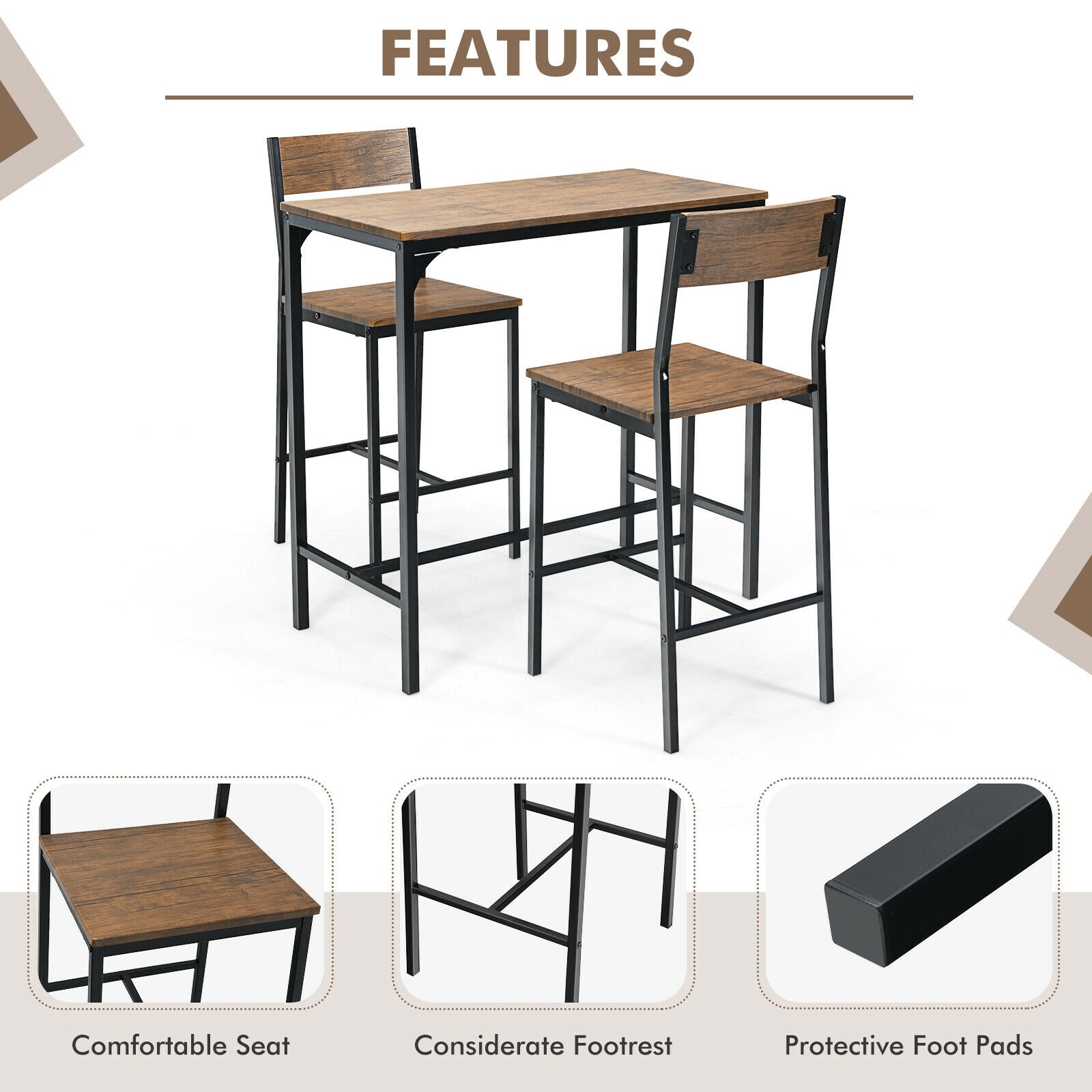 Forclover HBV-0243BK Patio-Dining-Sets - View #3