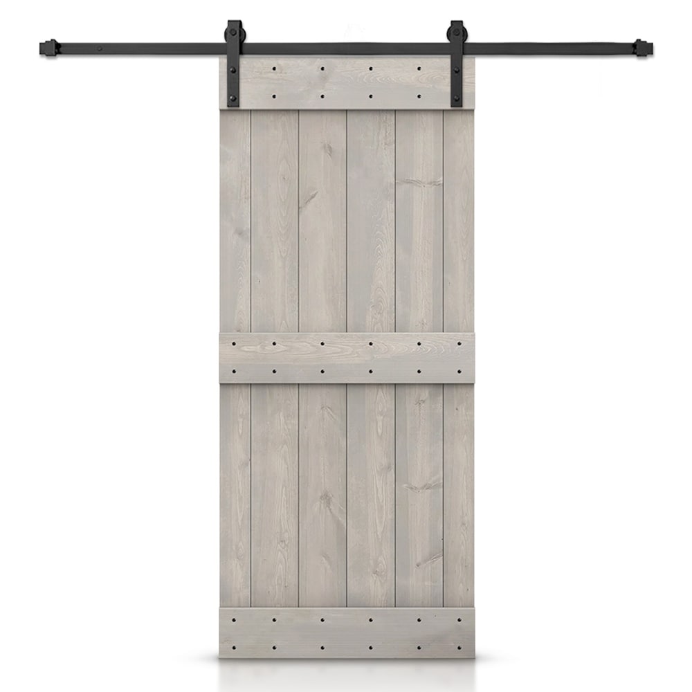 CALHOME S11-MK-96+03-40SVG 40-in x 84-in Silver Gray Knotty pine Wood Solid core Single Barn Door (Hardware Included)