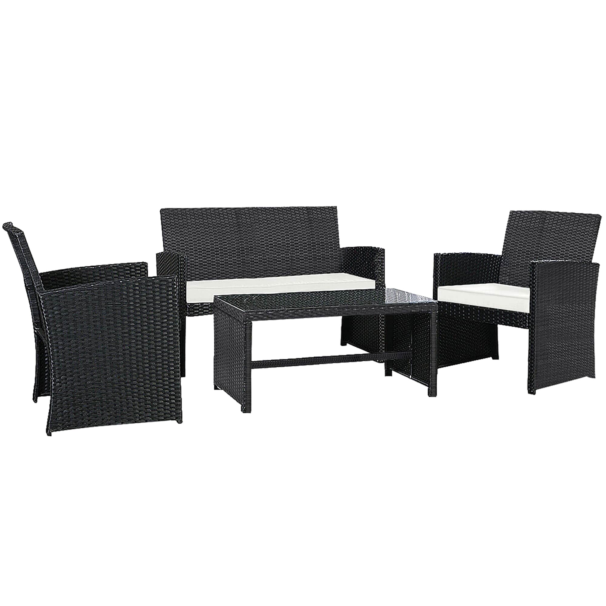 LIVIZA OUS49859 4 -Piece Rattan Patio Conversation Set with Off-white Cushions