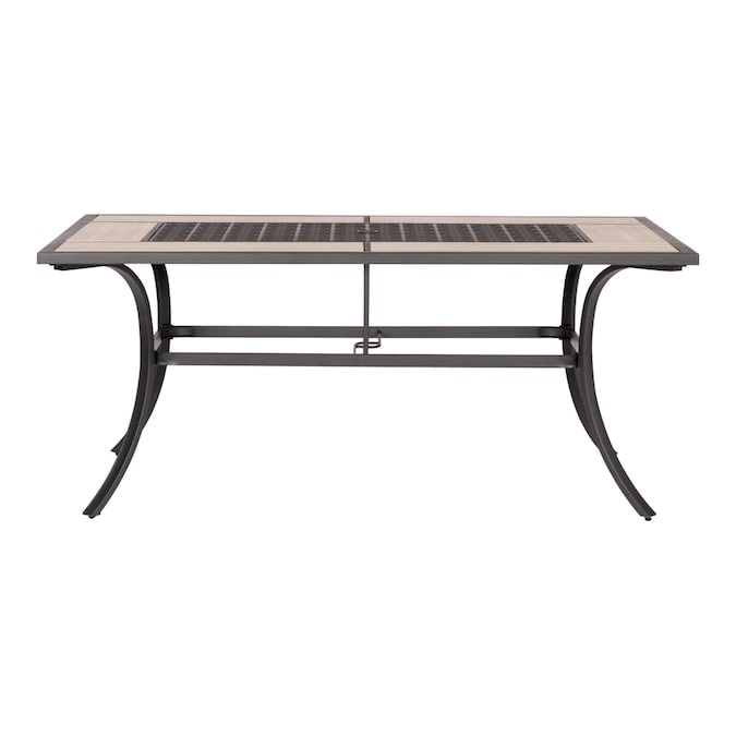Style Selections Elliot Creek Rectangle Outdoor Dining Table 40 In W X 66 9 L With Umbrella Hole The Patio Tables Department At Com - Insert For Patio Table With Umbrella Hole