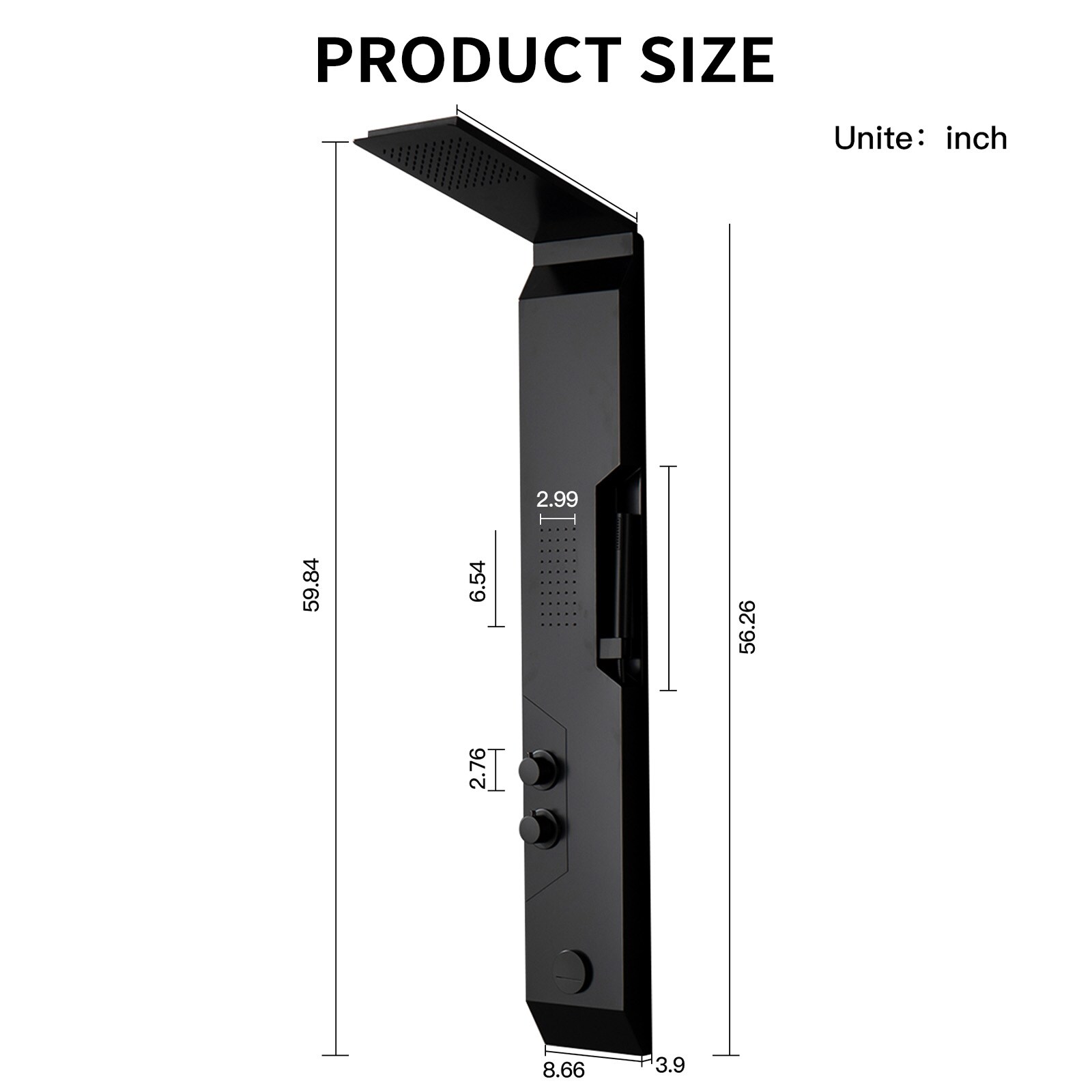 Black Solid Brass Multi-Function Shower Panel System