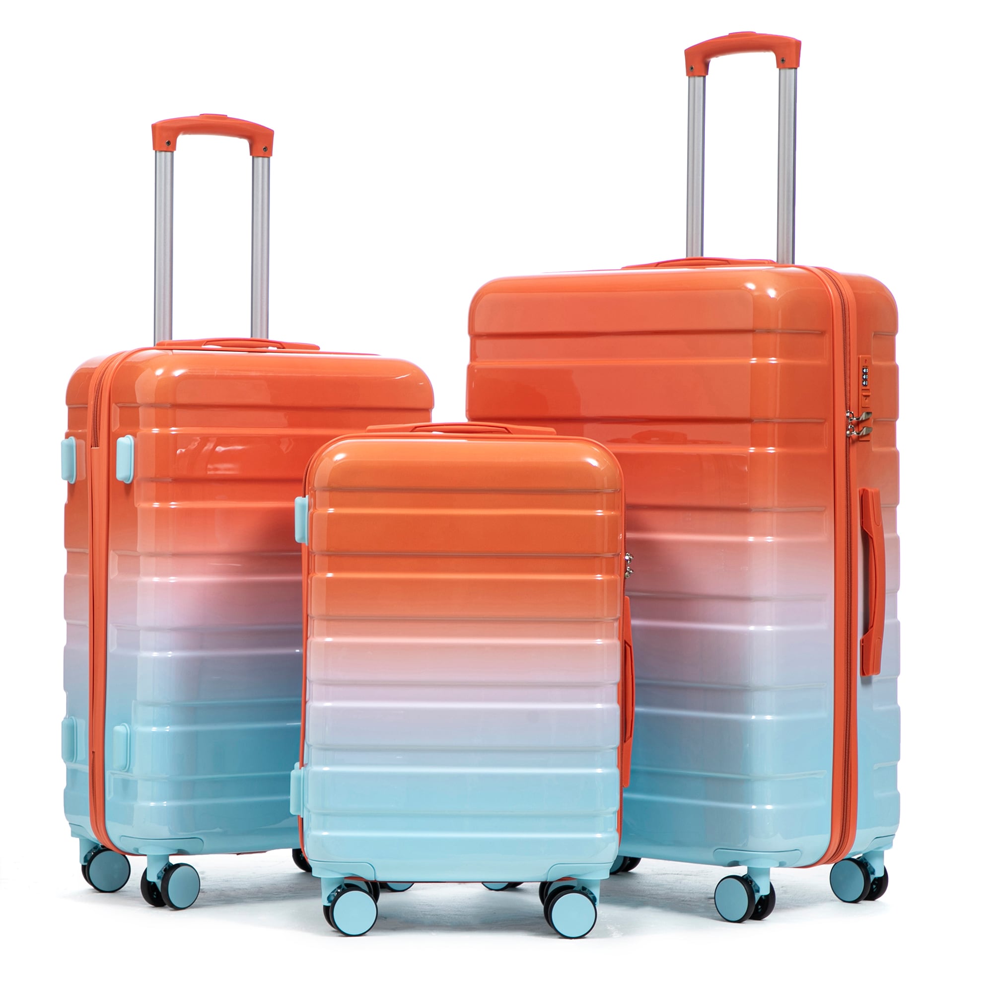 SINOFURN SYD9600004LG 19.5x11.4x30.3 Blue + Red Plastic Hardshell Suitcase set 3 -Bag