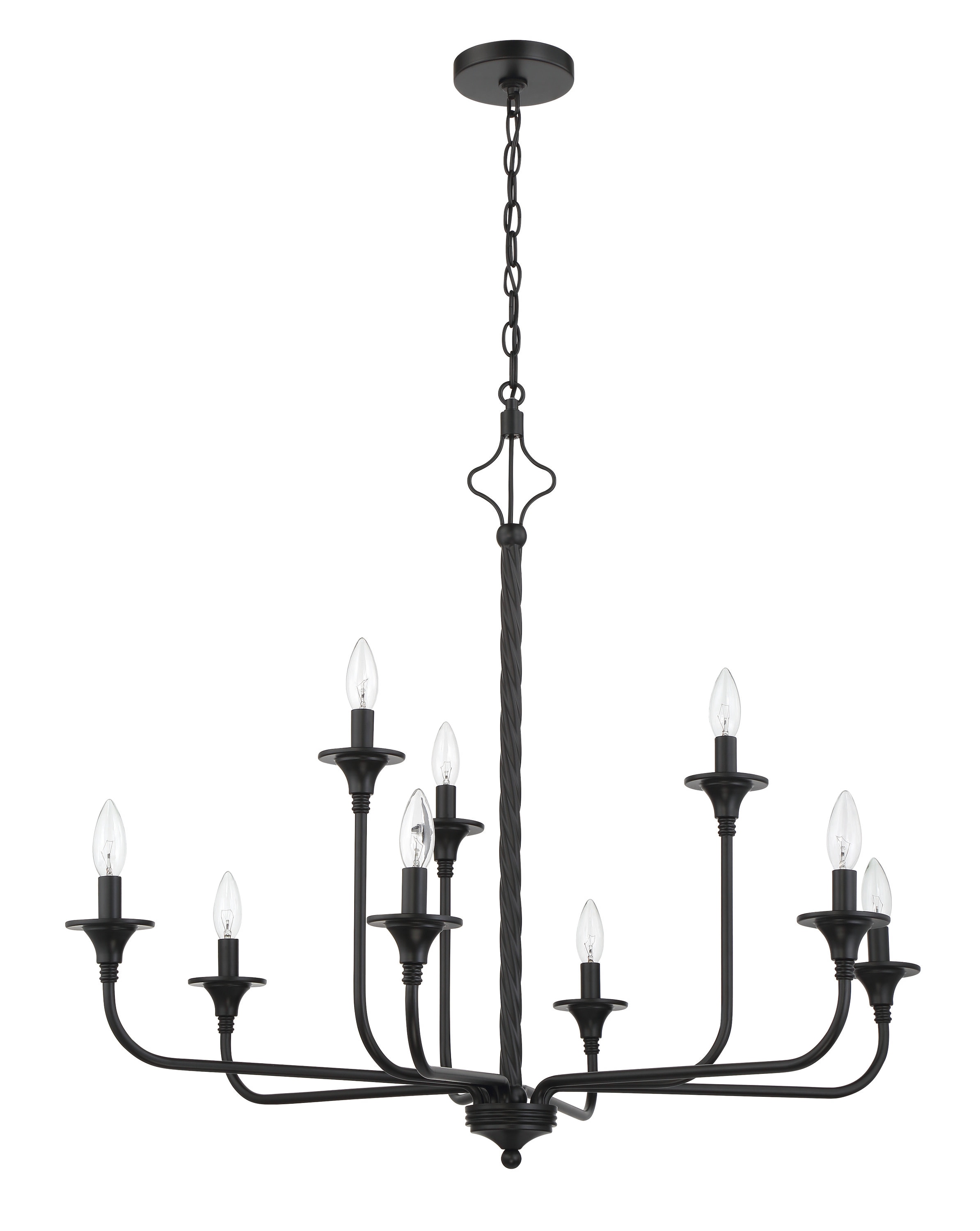 Flat Black 8-Light Candle Style Chandelier