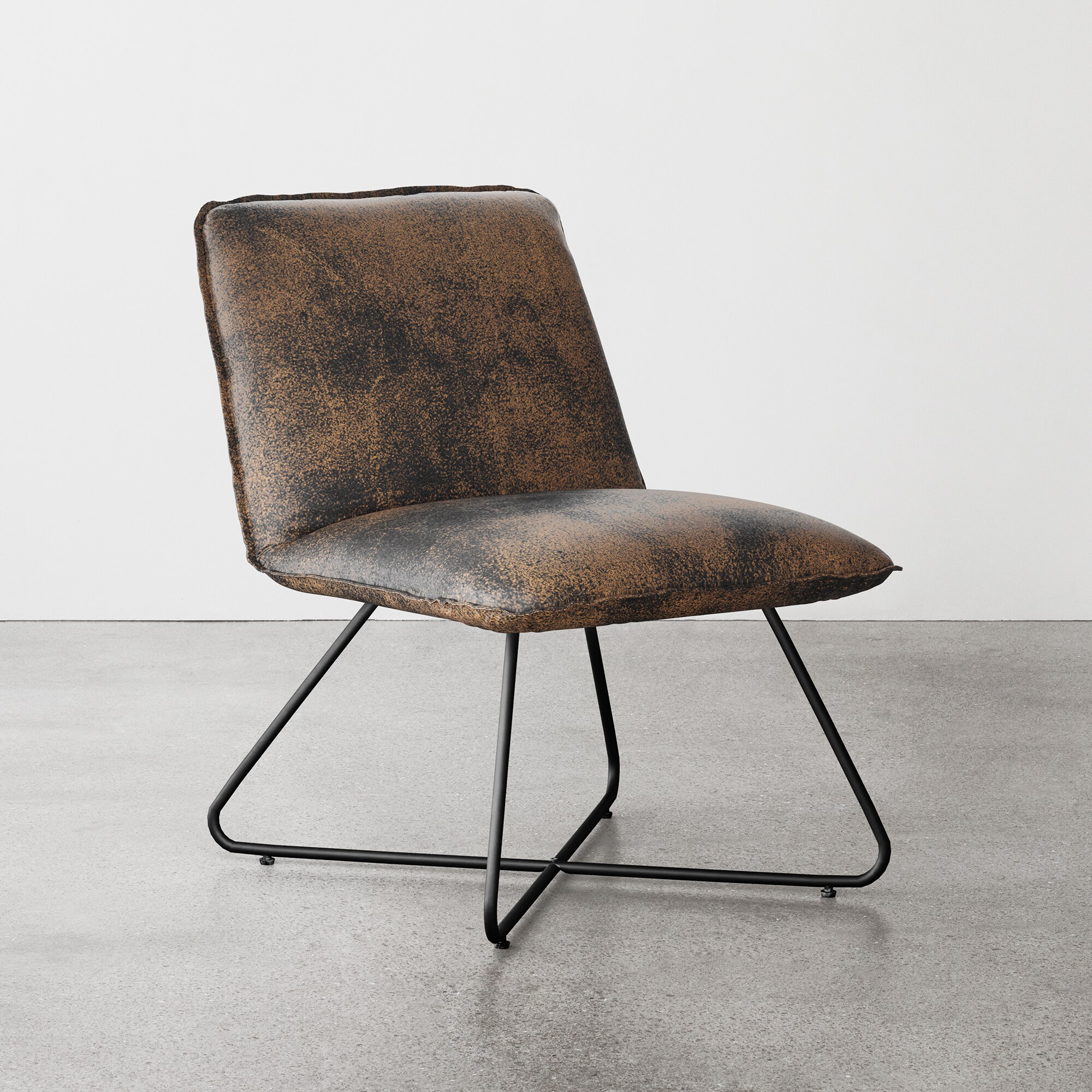 LUE BONA LB21CH0026-200LS 22.2 in. Wide Midcentury Brown Faux leather Accent Chair