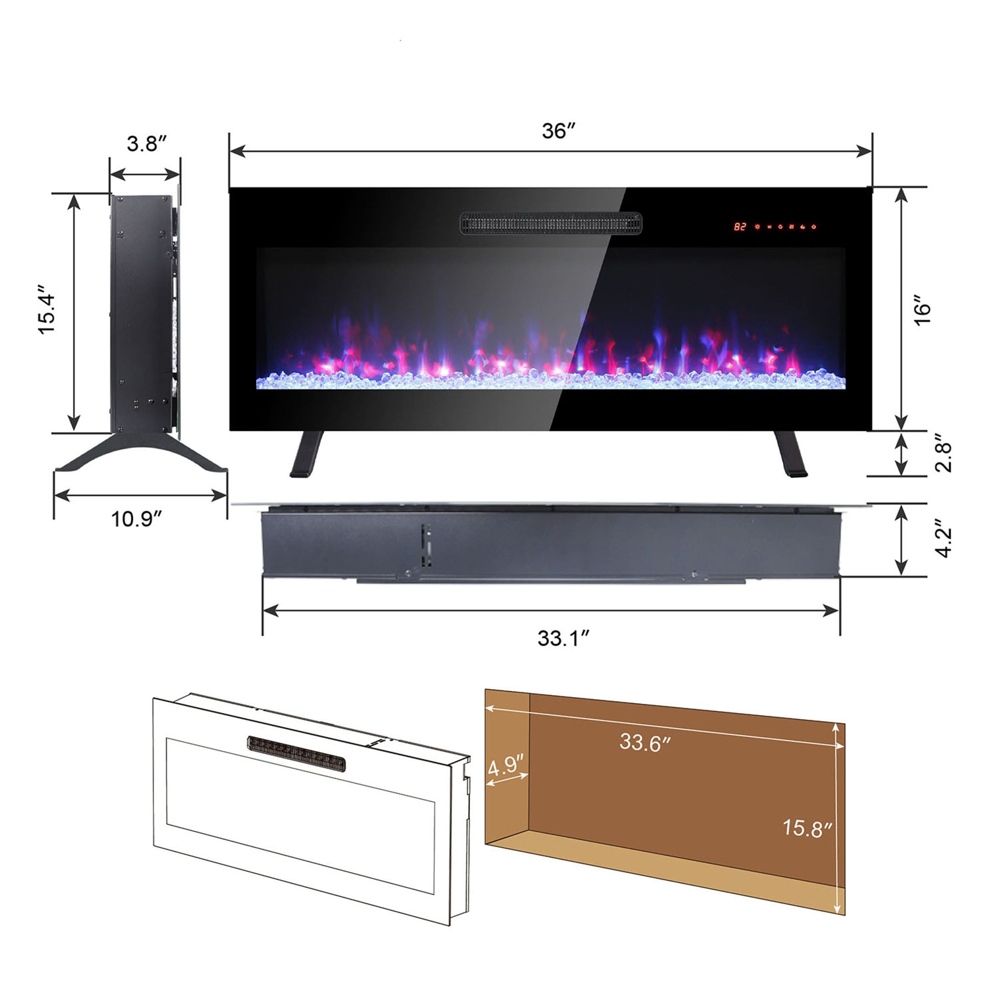 SINOFURN SYC070024BK Electric-Fireplaces - View #2