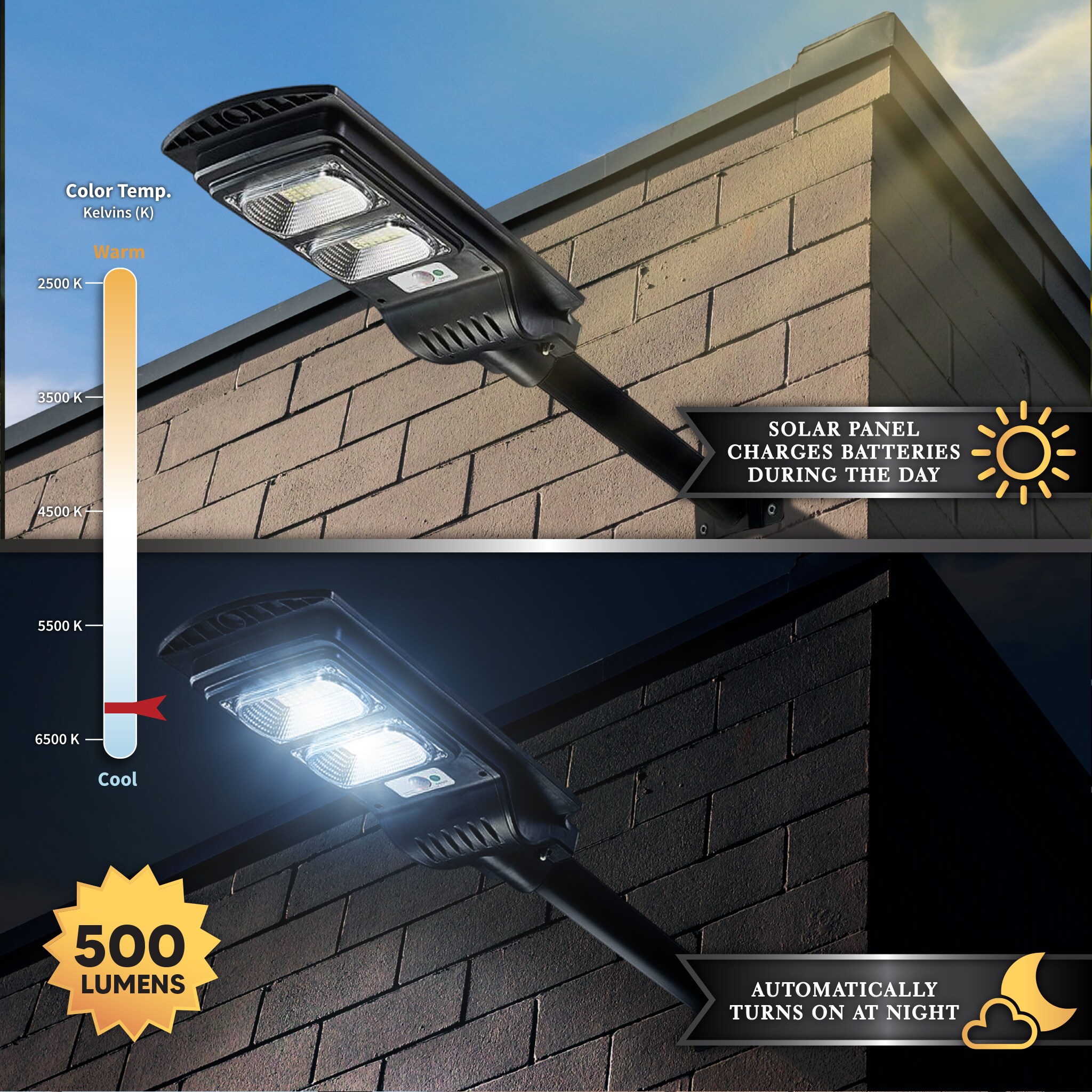 Classy Caps 500-Lumen 1-Watt Black Solar LED Outdoor Wall Light Kit ...