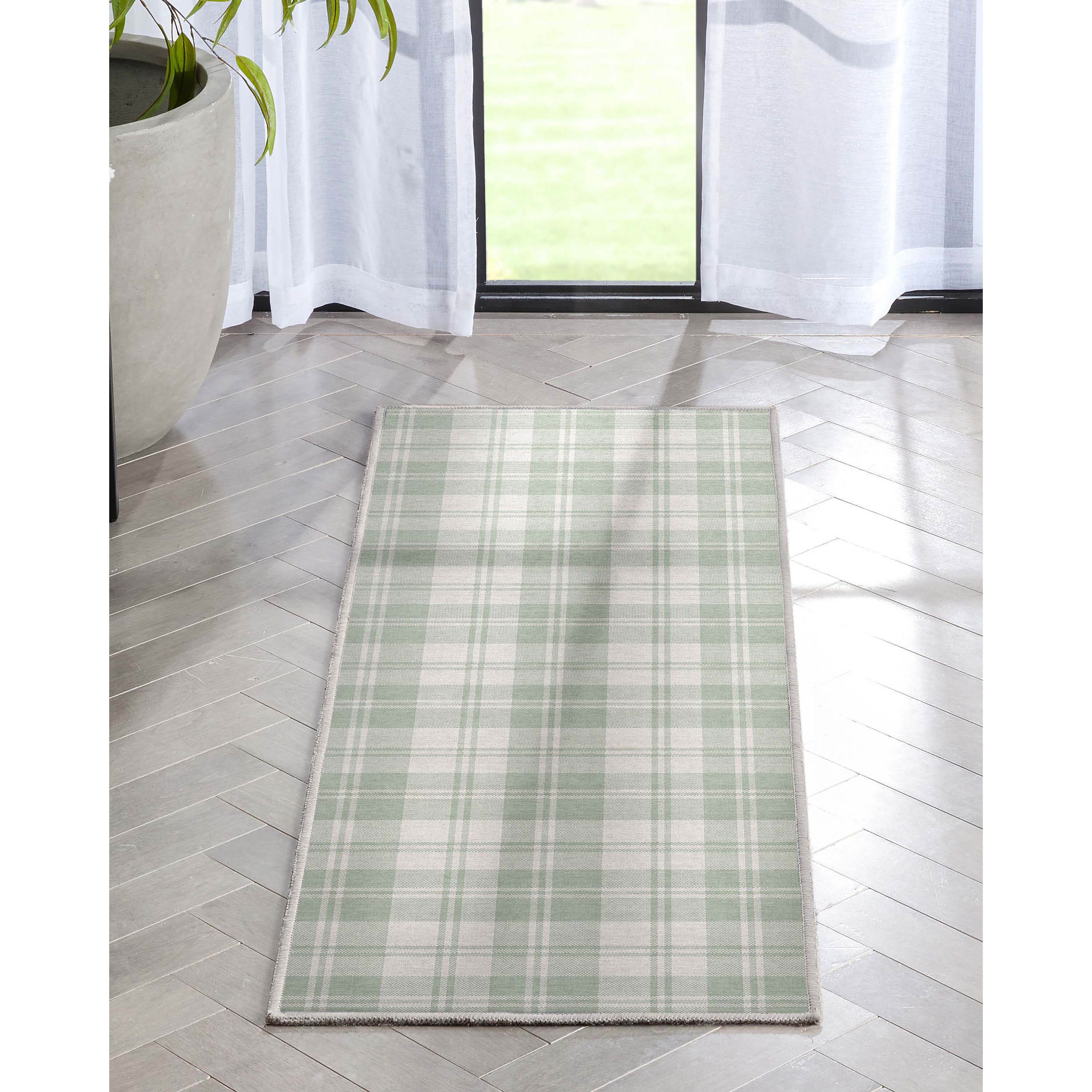Well Woven W-PLD-01H-2S Apollo 2 x 5 (ft) Flatweave Polyester Green Rectangular Indoor Geometric Mid-Century Modern Runner rug