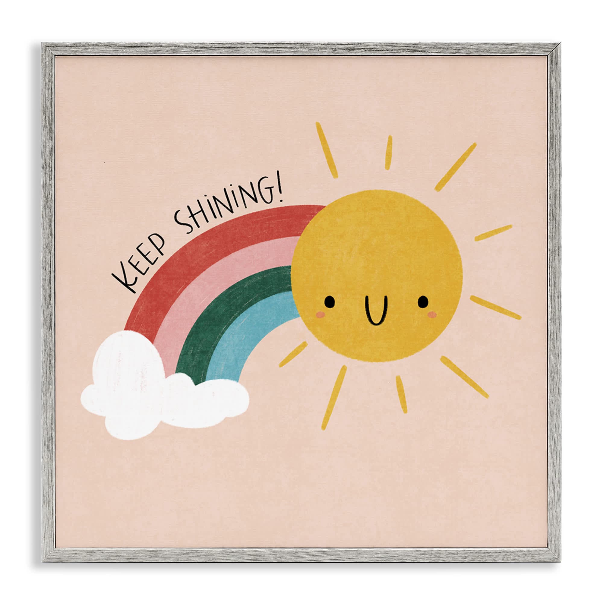 Stupell Industries BT-424-GFF-17X17 Keep Shining Inspirational Rainbow Gray Framed Giclee Art By Sarah Hickman 17 x 17