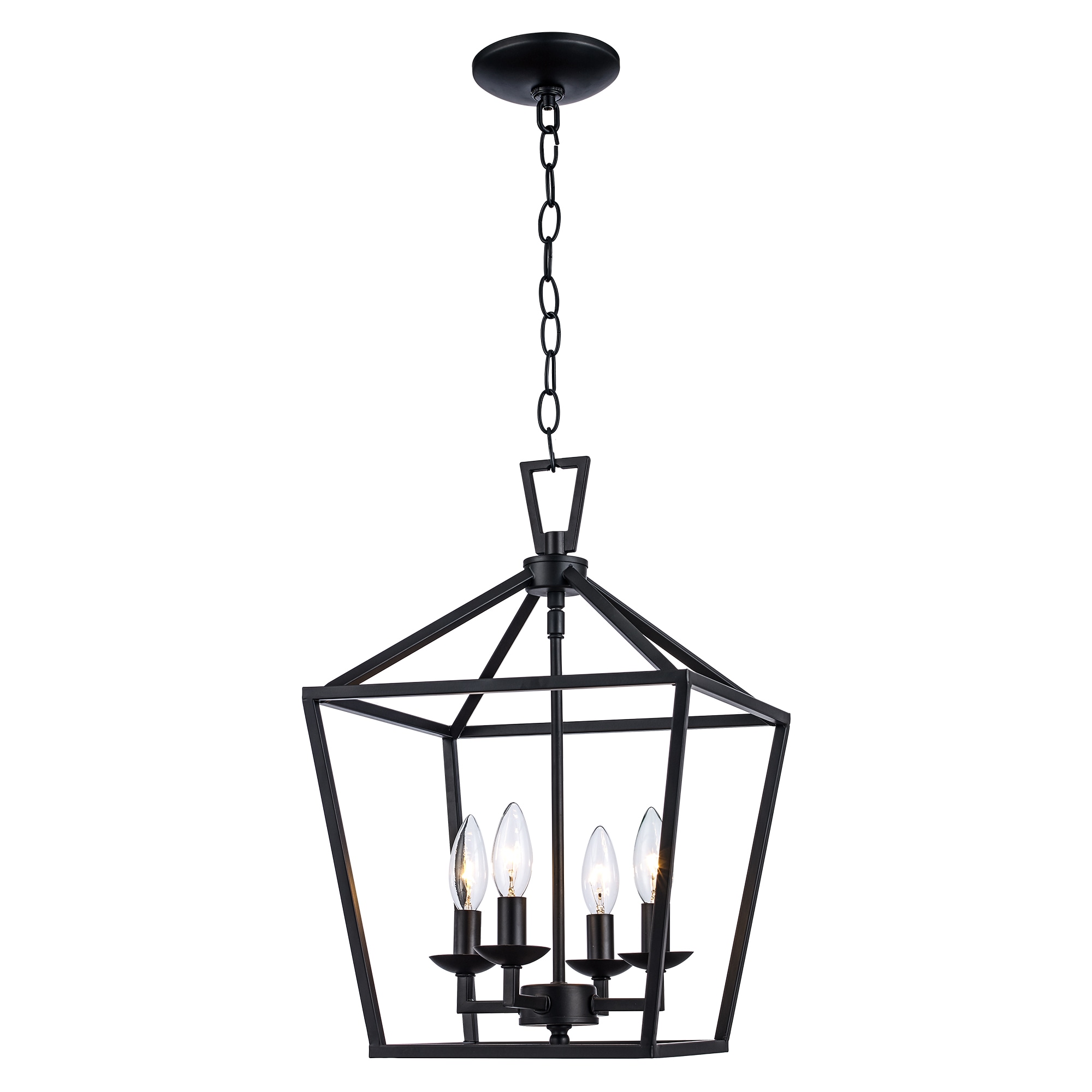 Lacey Rustic Black Metal 4-Light Lantern Pendant