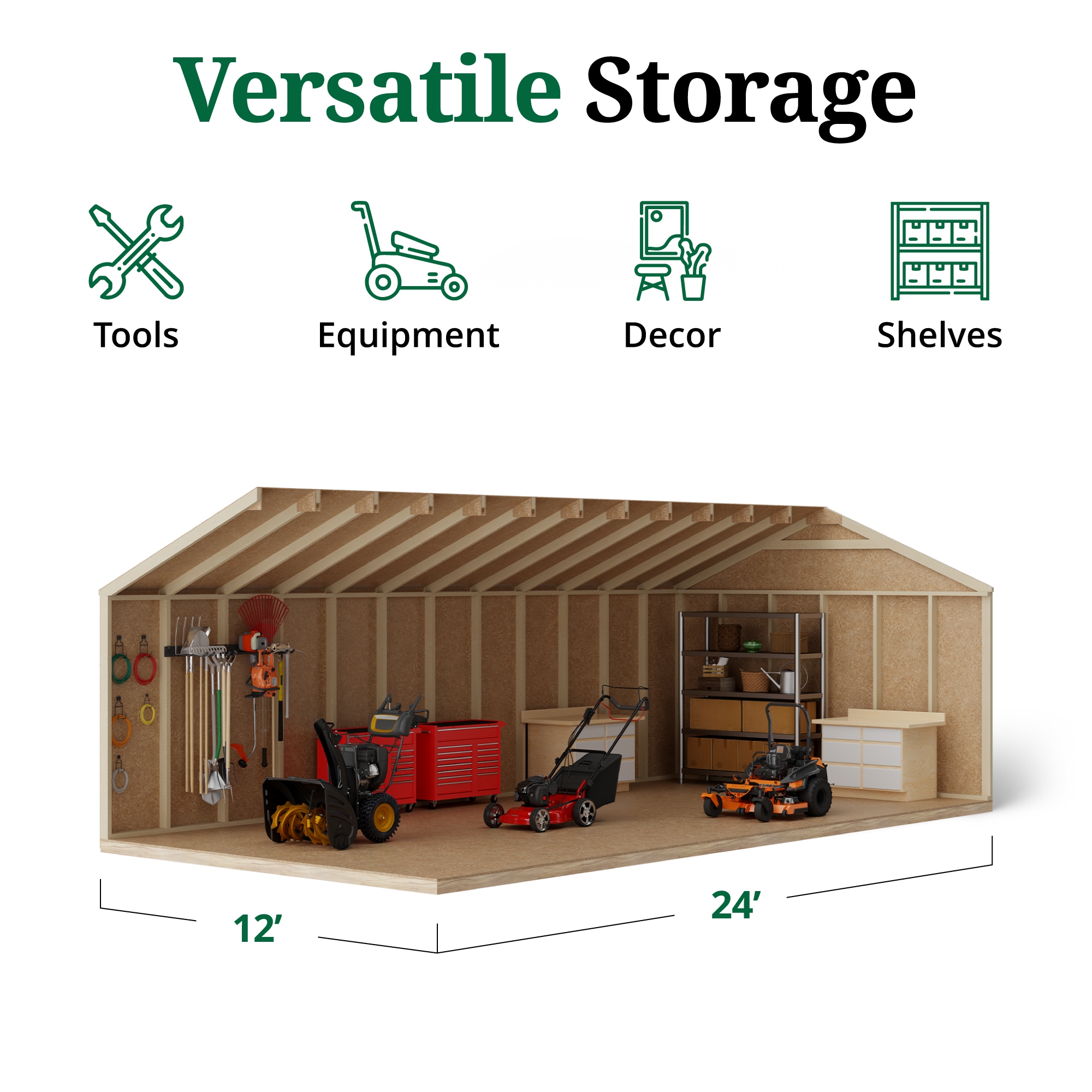 Little Cottage Co 12X24 VWS-PC-FK Wood-Storage-Buildings - View #5