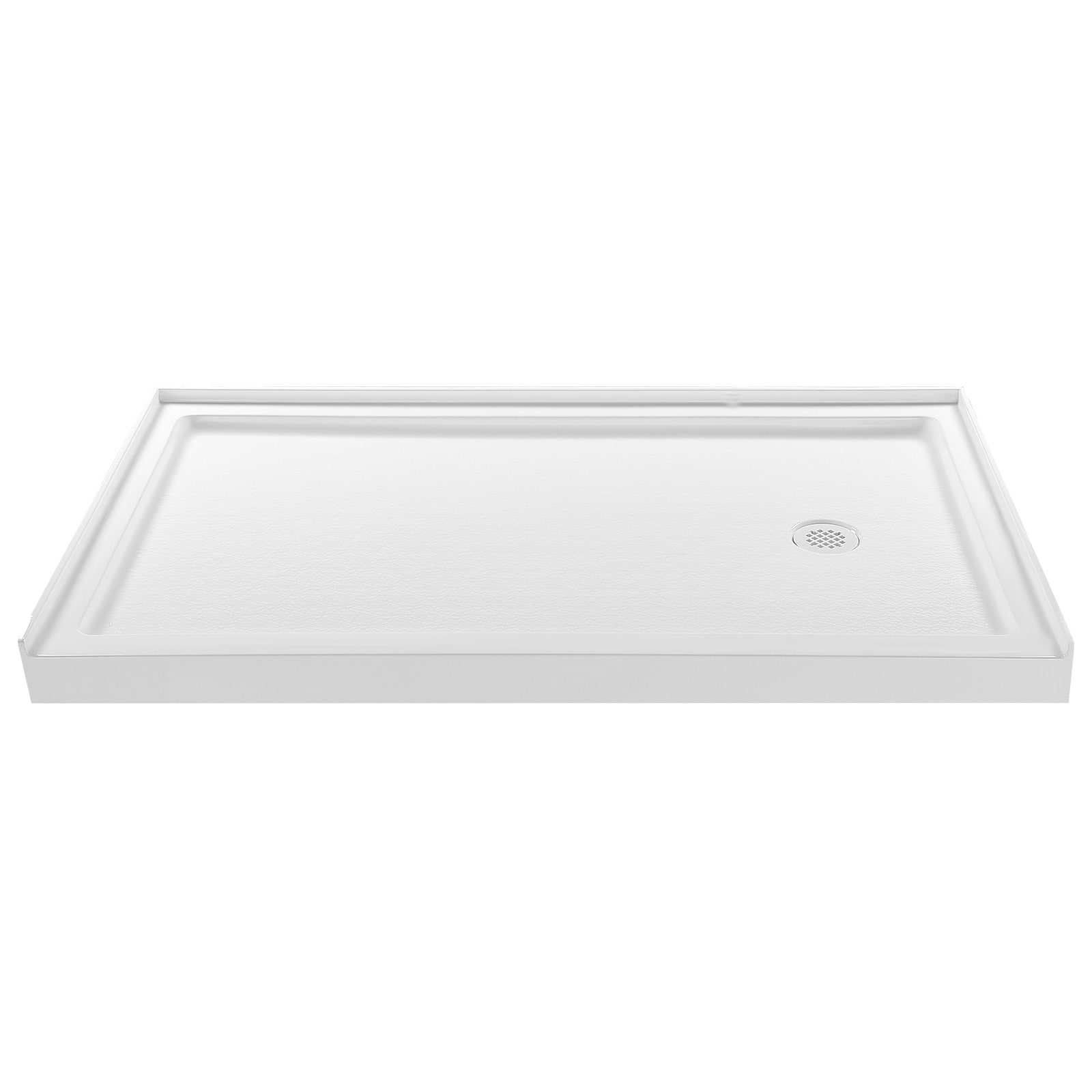 GIVIMO Shower Pan 60 x 36-in Single Threshold - Rectangle Acrylic PVC Showering Base - White - Slip-Resistant Surface - Drain with Hair Cover - Right Drain Location for Bathroom