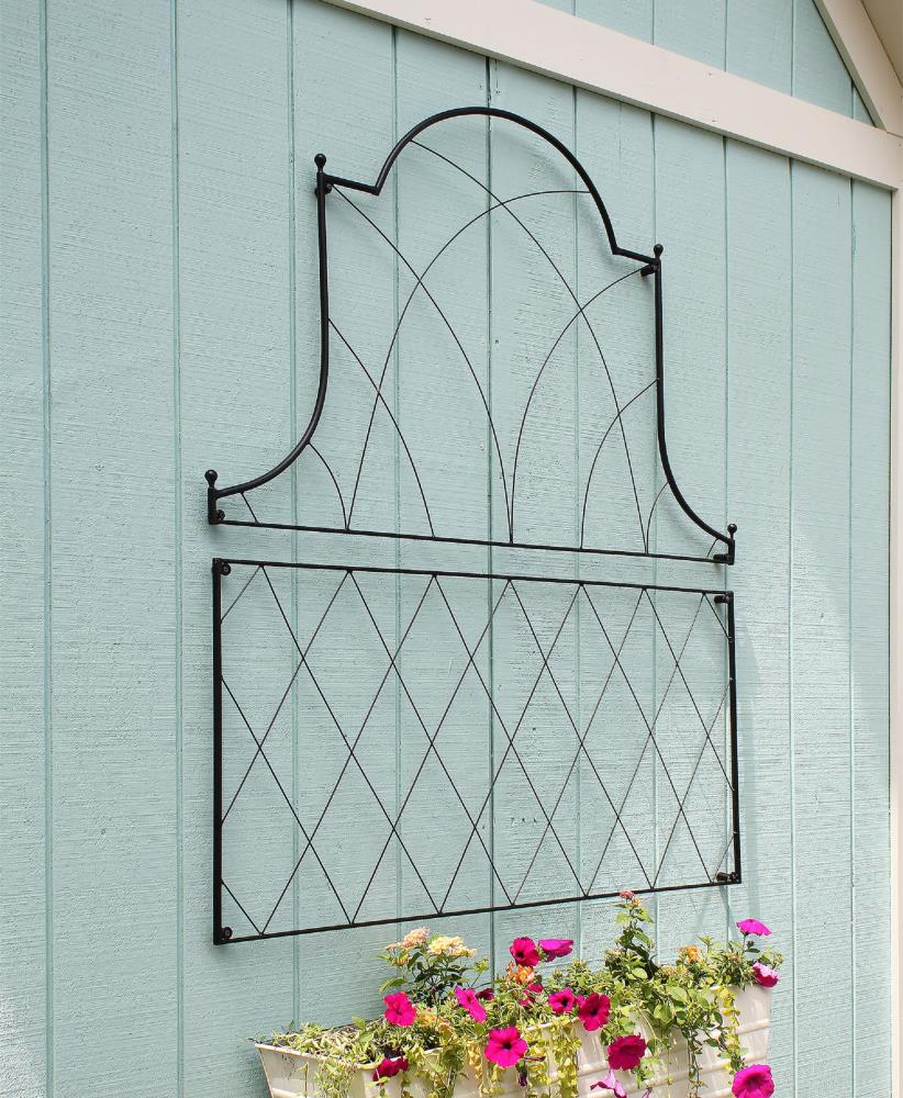 Somerset Black Wrought Iron Garden Trellis, 53" Height