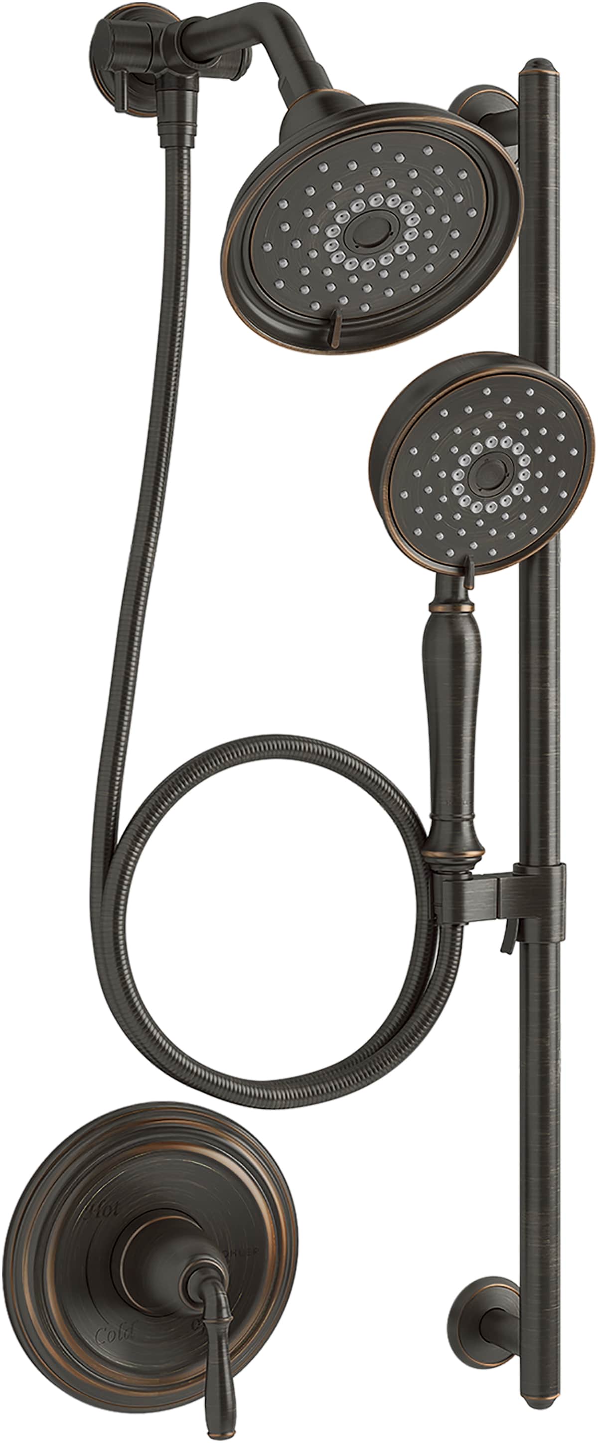 KOHLER Bancroft Oil-Rubbed Bronze Shower Faucet Bar System with 2-way Diverter