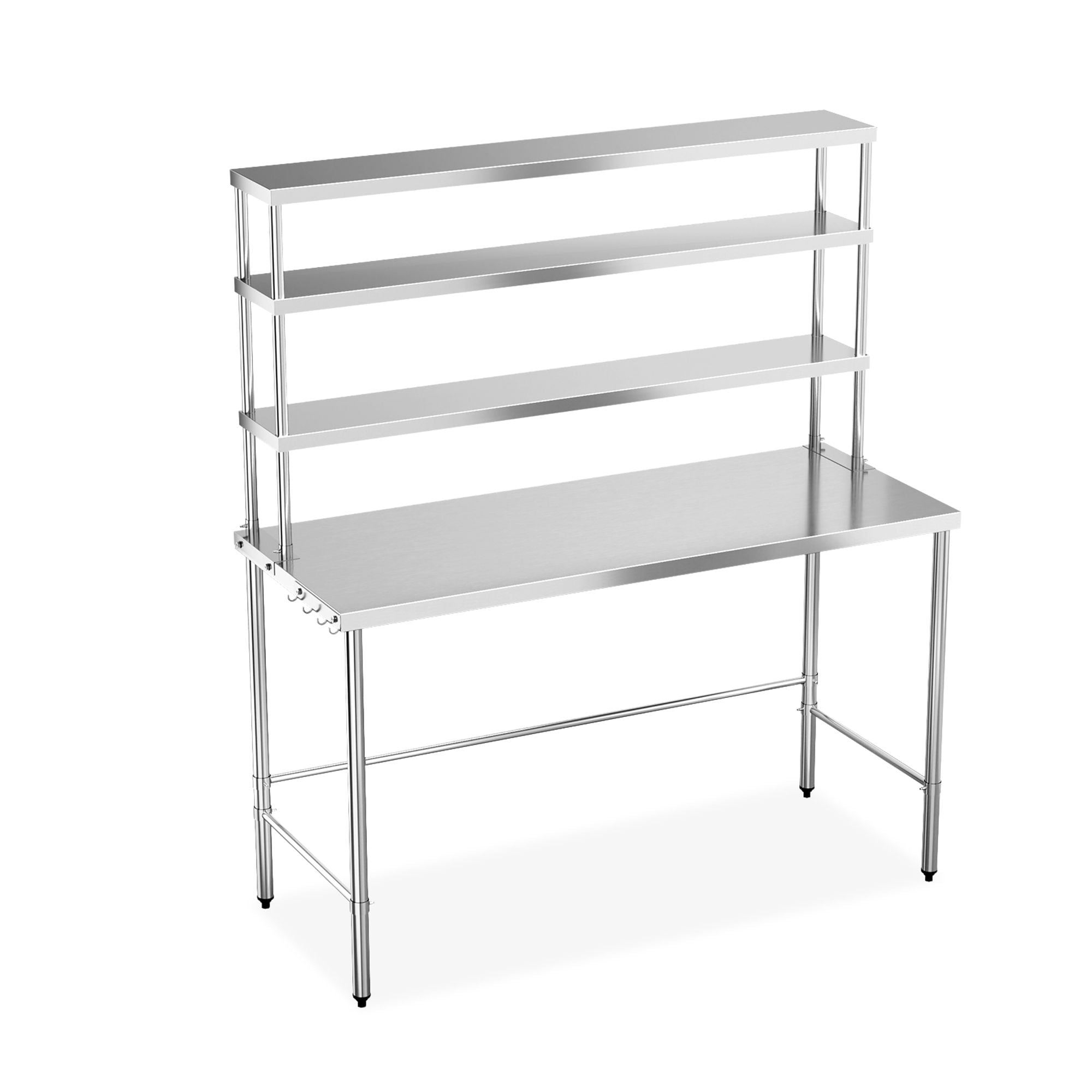 Winado  60 x 24 inches Stainless Steel Table Open Base Prep Table with Overshelf