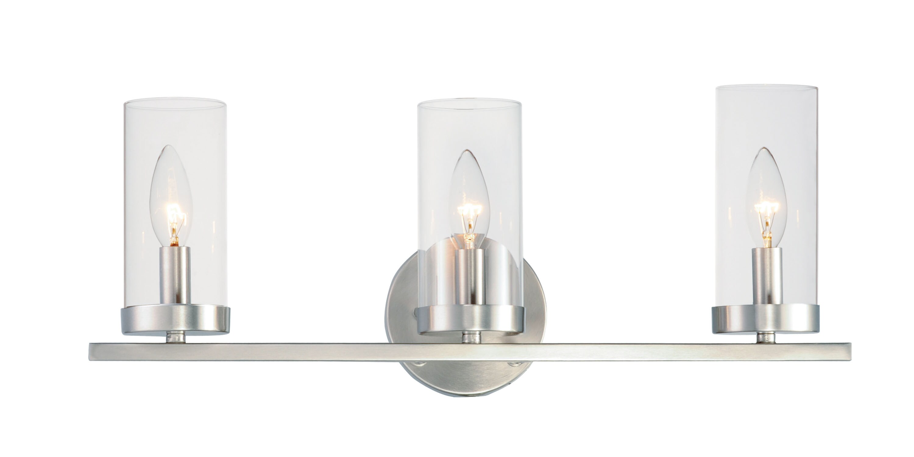 Maxim Lighting 25257CLSN Sentinel 21.25-in 3-Light Satin Nickel Transitional Vanity Light