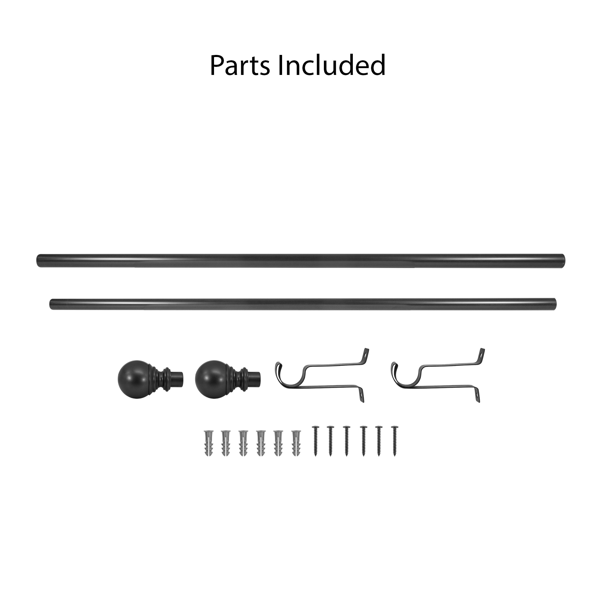 Black Adjustable Metal Curtain Rod with Ball Finial, 18-36 Inch