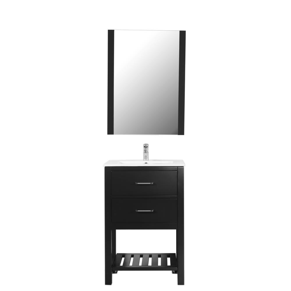 C.L.L Collections SM-24-C-MB-BL SM-24-C-MB-BL 24-in Black Single Sink Bathroom Vanity with White Ceramic Top (Mirror and Faucet Included)