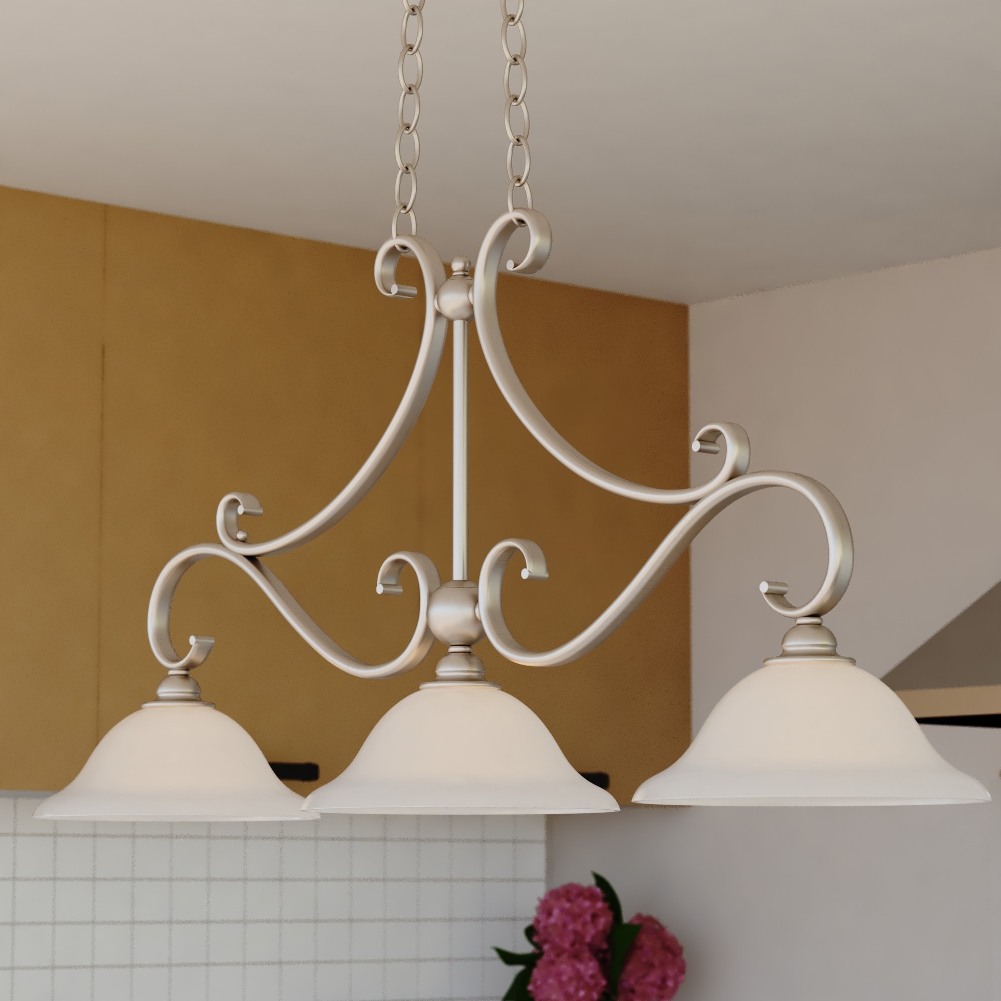 Cascadia H0299 Monrovia 3 -Light Brushed Nickel Transitional For Use in Bedrooms, Dining Rooms, Foyers, Kitchens, Living Rooms Chandelier