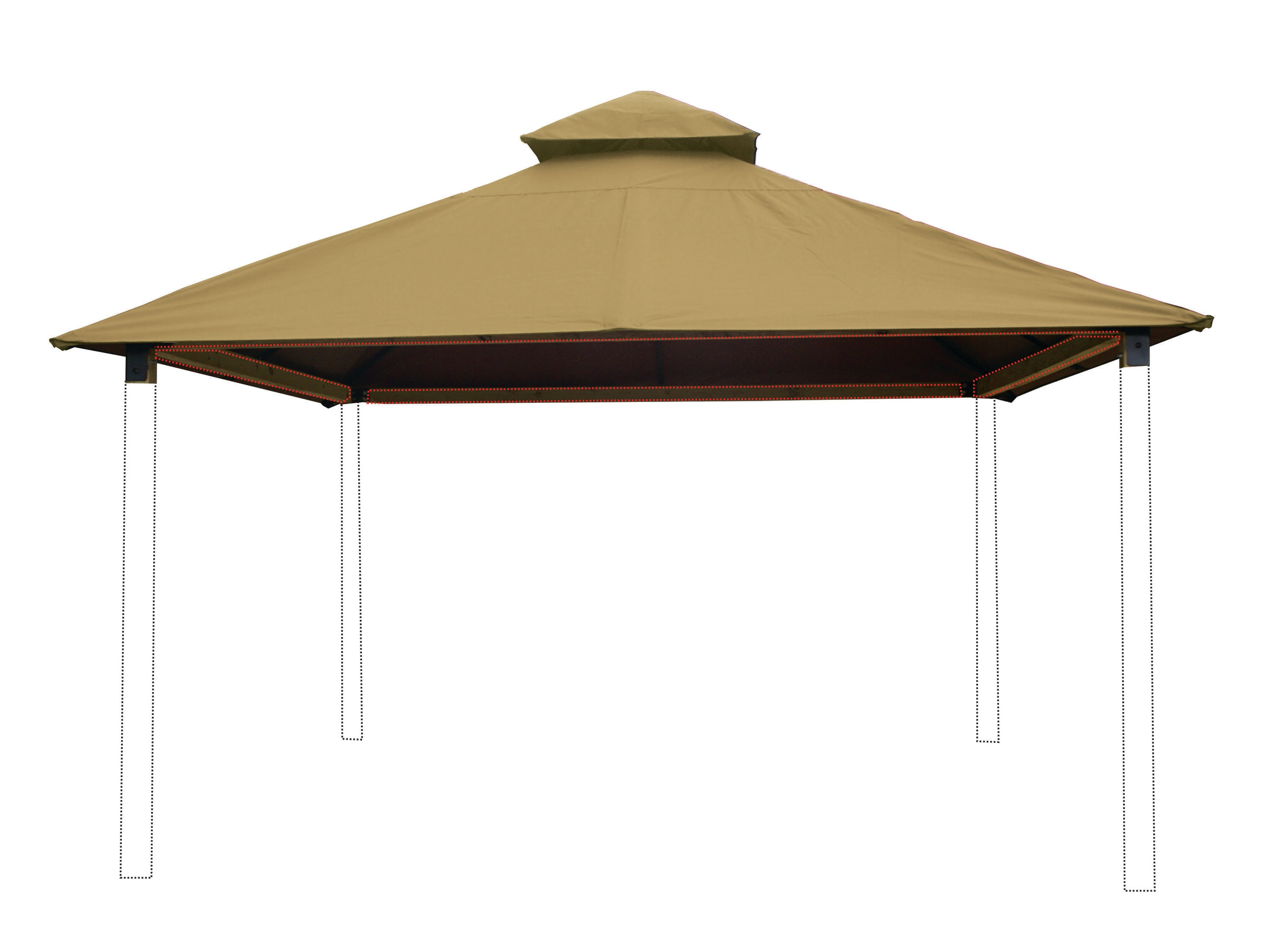 ACACIA AGK12-SD KHAKI 12-Feet x 12-Feet Riverstone Industries Square Khaki Fabric Canvas Roof Semi-permanent Gazebo