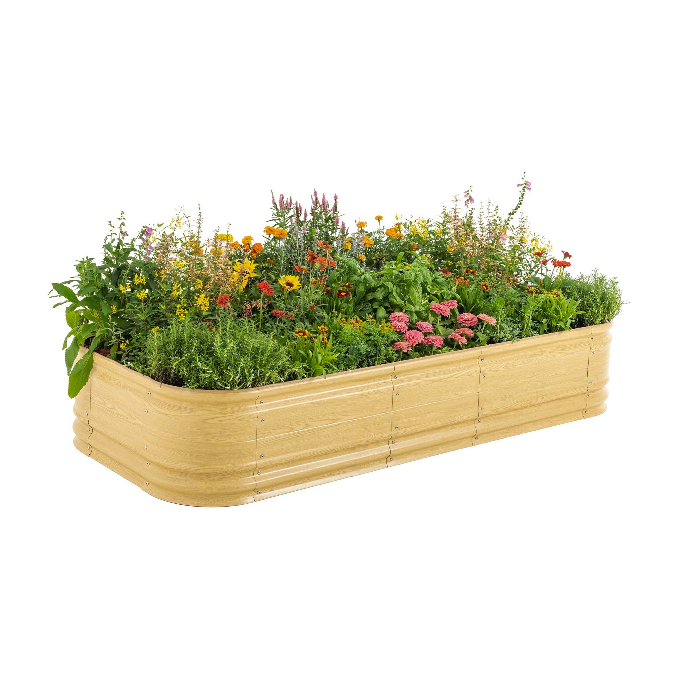 Sunlit Oak 17" Tall Modular Metal Outdoor Raised Garden Bed