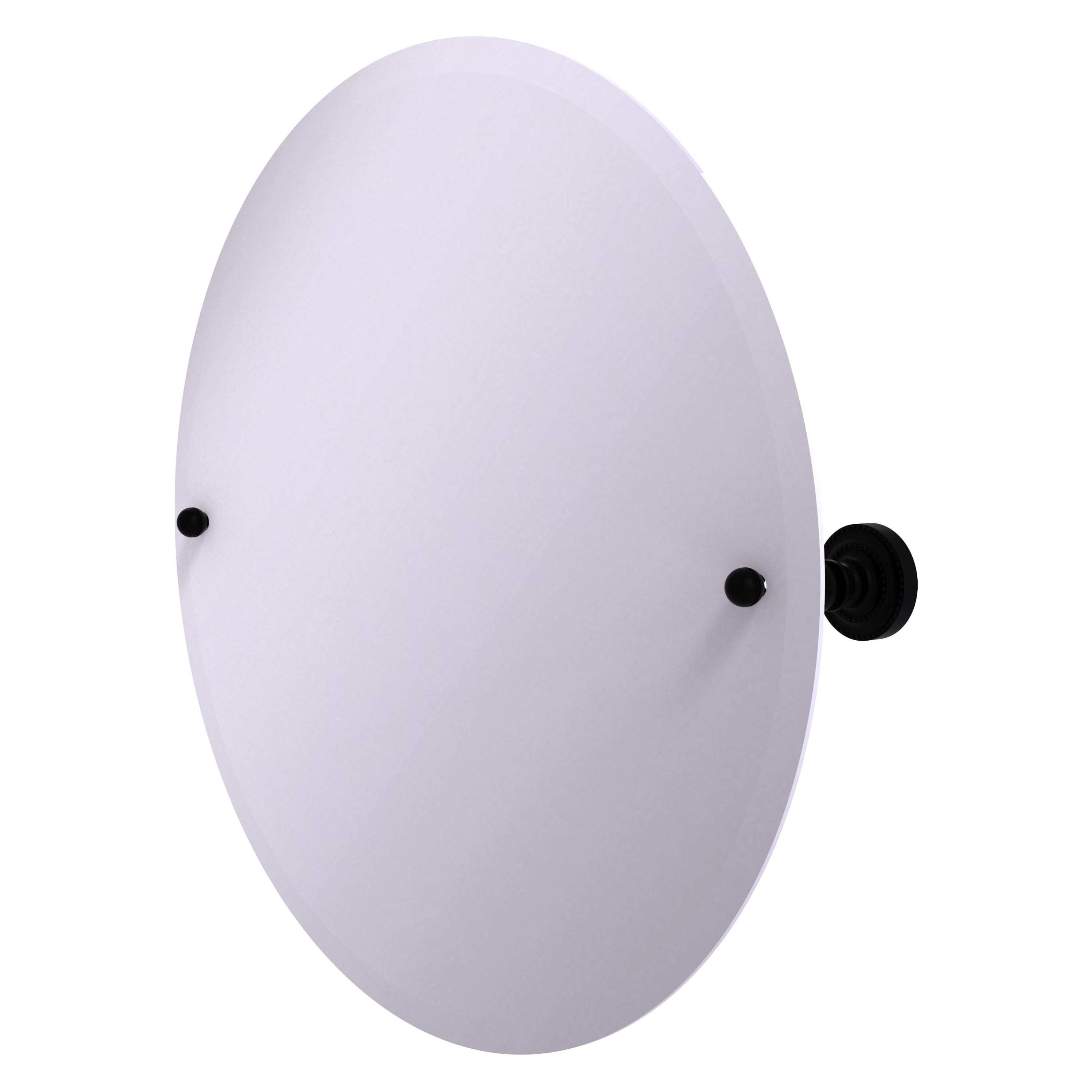 Allied Brass DT-90-BKM Dottingham 22-Inches x 22-Inches Beveled Frameless Round Tilting Bathroom Vanity Mirror ( Matte Black )