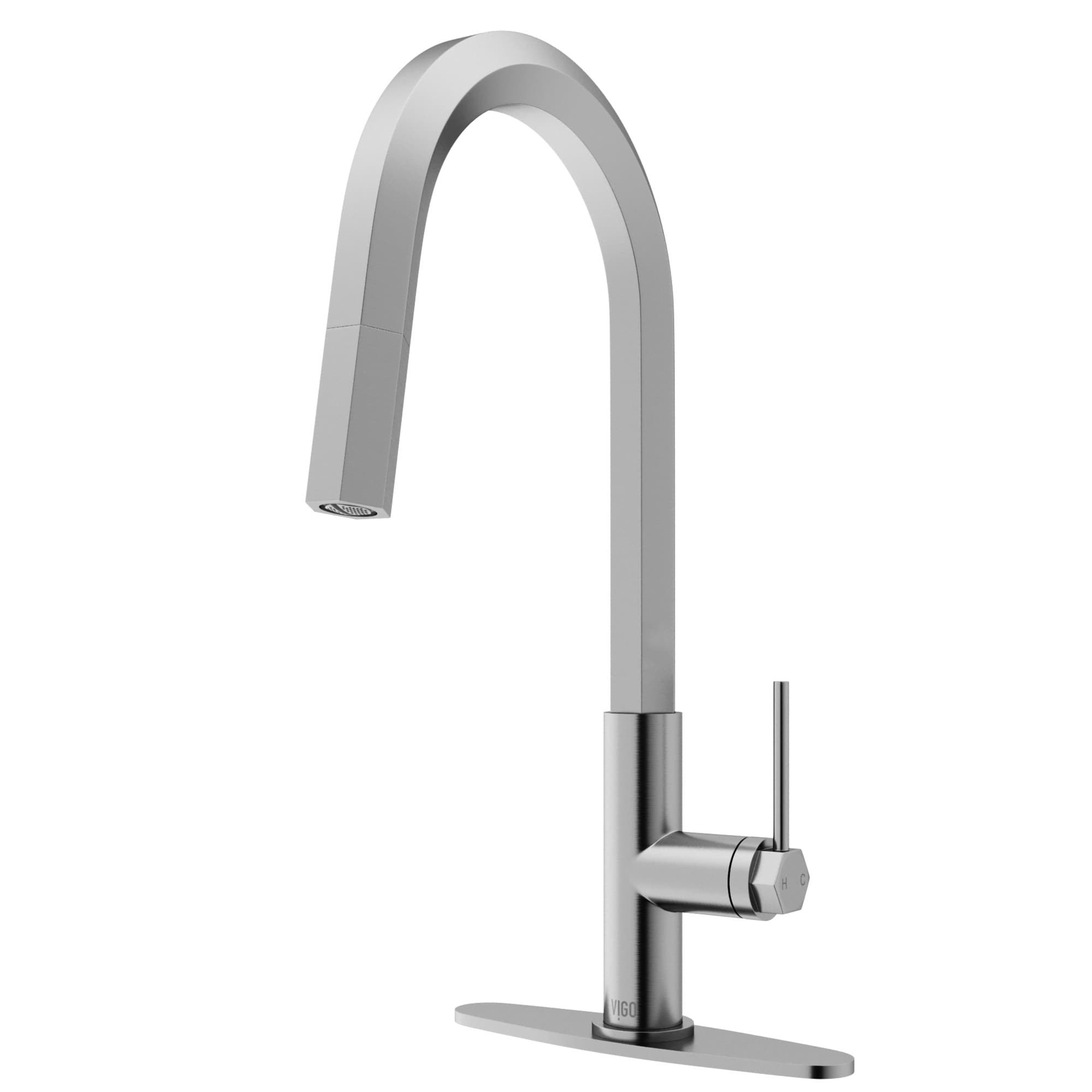 VIGO VG02034STK1 Hart Stainless Steel Single Handle Deck-mount Pull-down Kitchen Faucet ( Deck Plate Included )