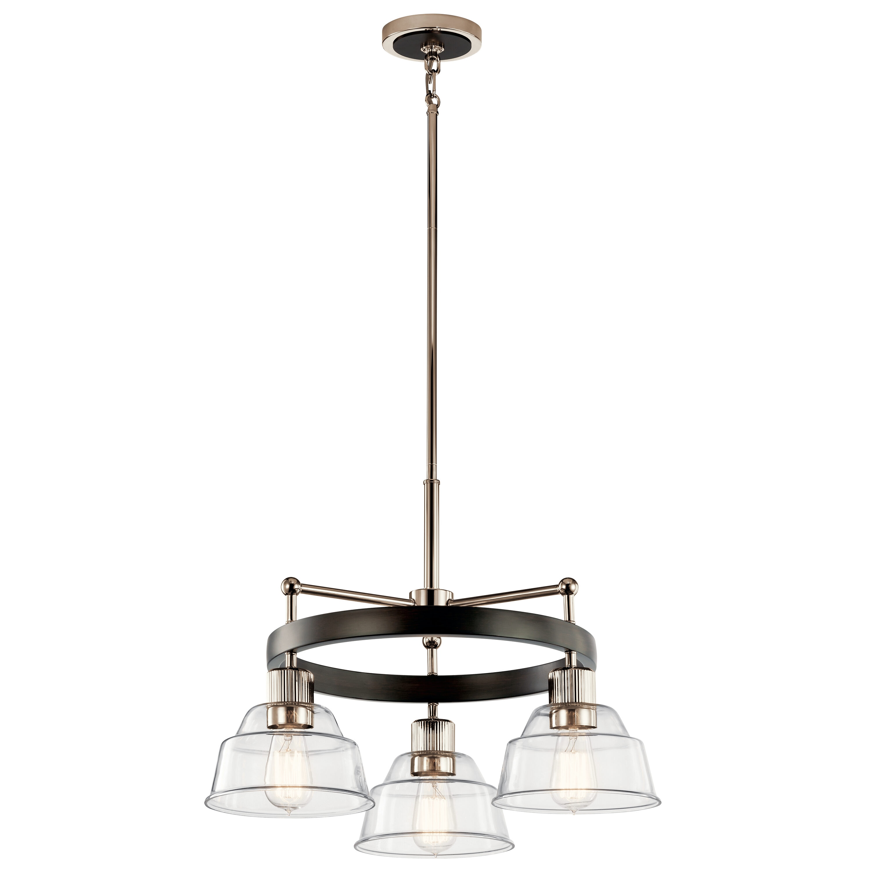 Kichler 52402PN Eastmont 3 -Light Brushed Nickel Industrial For Use in Bedrooms, Dining Rooms, Foyers, Kitchens, Living Rooms Chandelier
