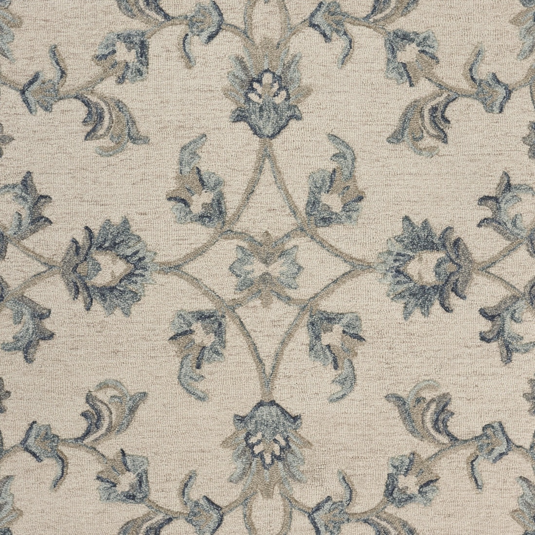 HomeRoots 4000396276 7 x 7 (ft) Wool Ivory Light Blue Round Indoor Area rug