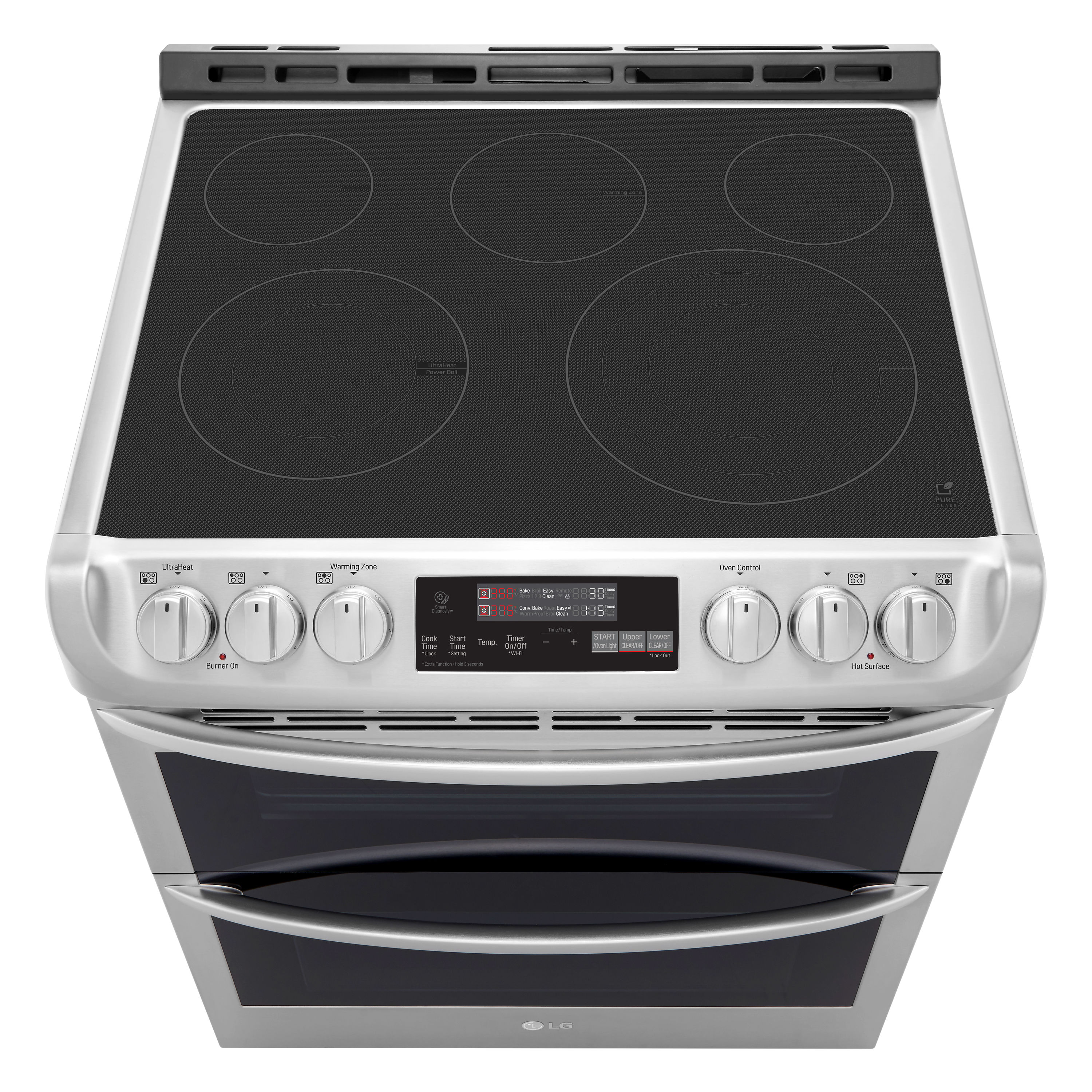 LG 7.3 Cu.Ft. Electric Double Oven Range with ProBake Convection, EasyClean , SmoothTouch, 5 Element, Stainless Steel - Silver