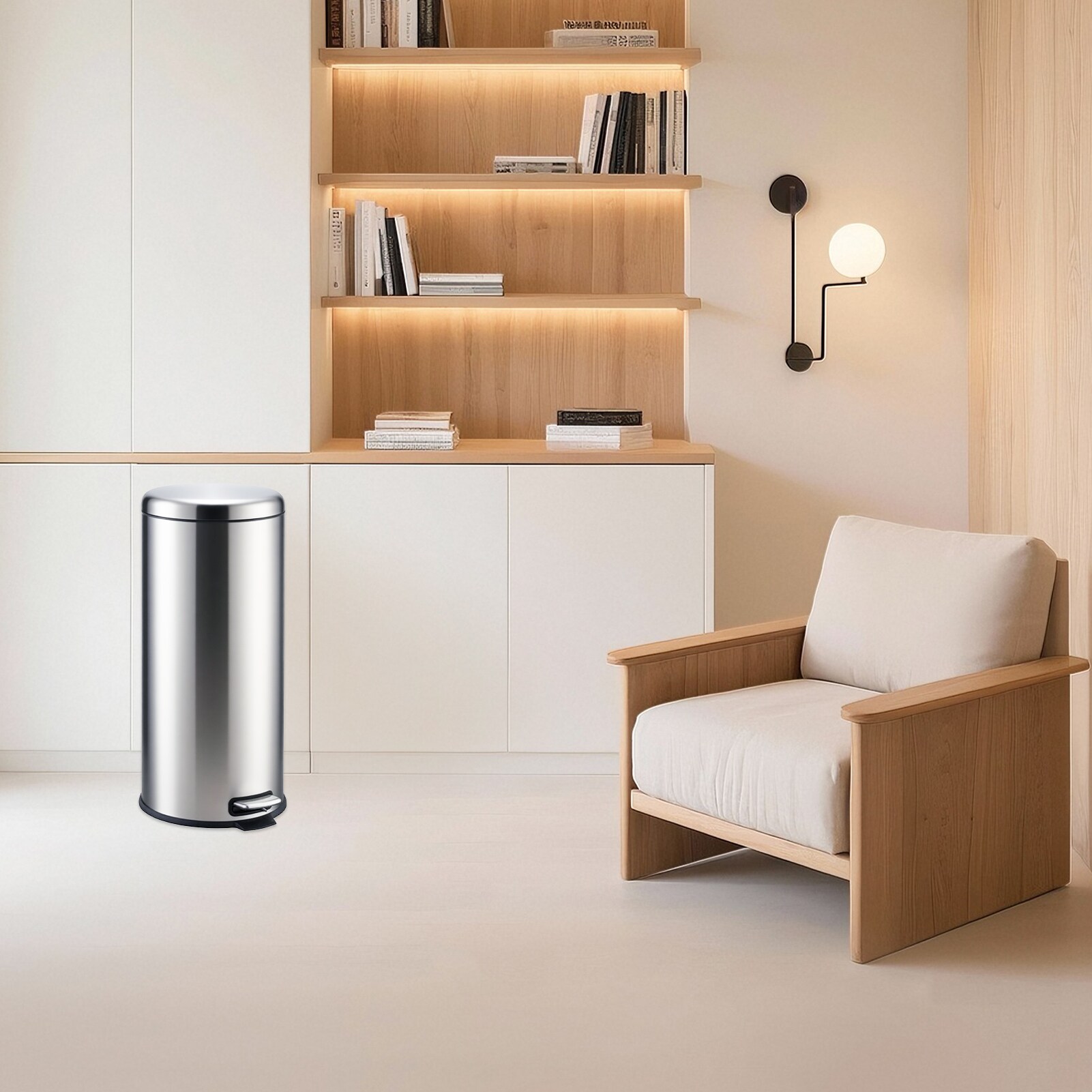 GarveeLife 8 Gallon 30L Round Step Trash Can / Fingerprint Resistant ...