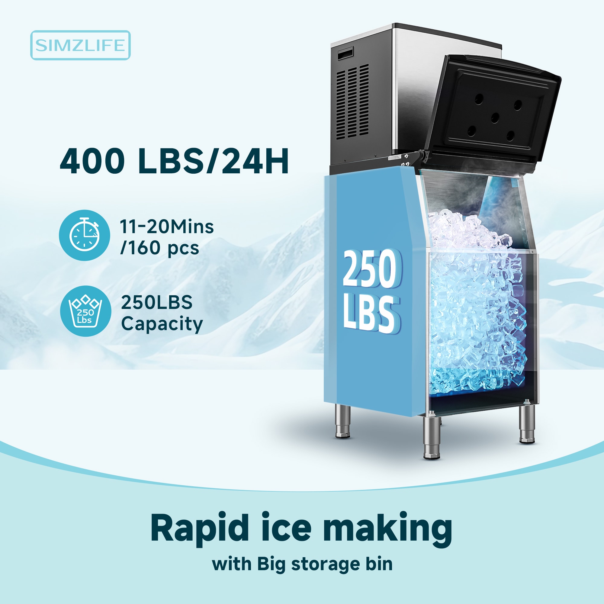 SIMZLIFE CIM-01 Commercial-Ice-Makers - View #2