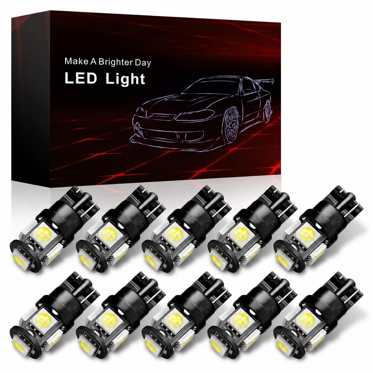 KIWDZFU  194 LED Bulbs White 6000k Super Bright T10 168 LED Bulb for Car Interior Dome Map Door Courtesy License Plate Lights Pack of 10