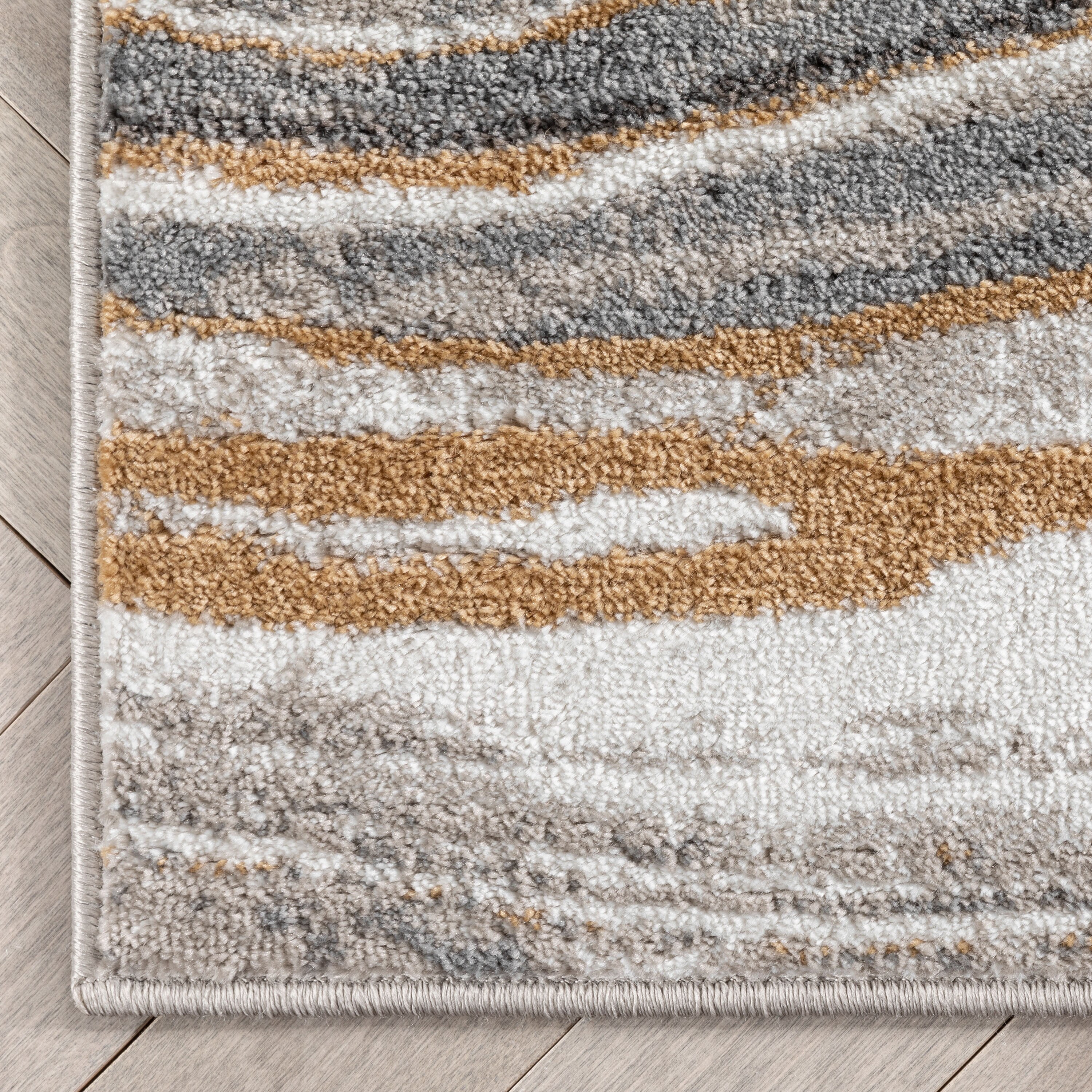 Gray and Rust Abstract Geometric Polyester Indoor Area Rug