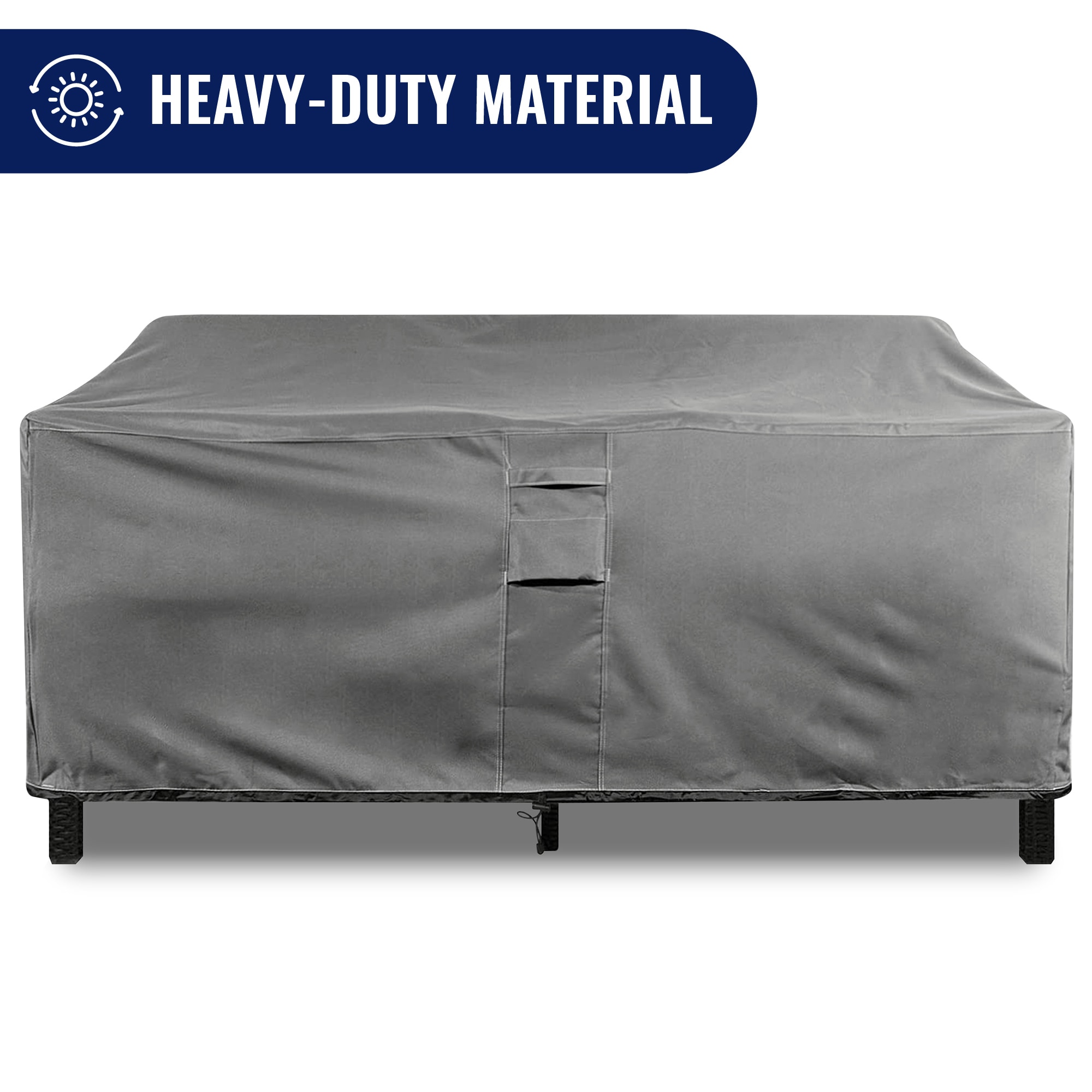 Square Ottoman Cover Heavy Duty Fabric with Drawstring for Snug fit 23 W x 23 L x 18 H, Grey Outdoor Ottoman Cover 12 Oz Waterproof & Weather Resistant Patio Furniture Covers 