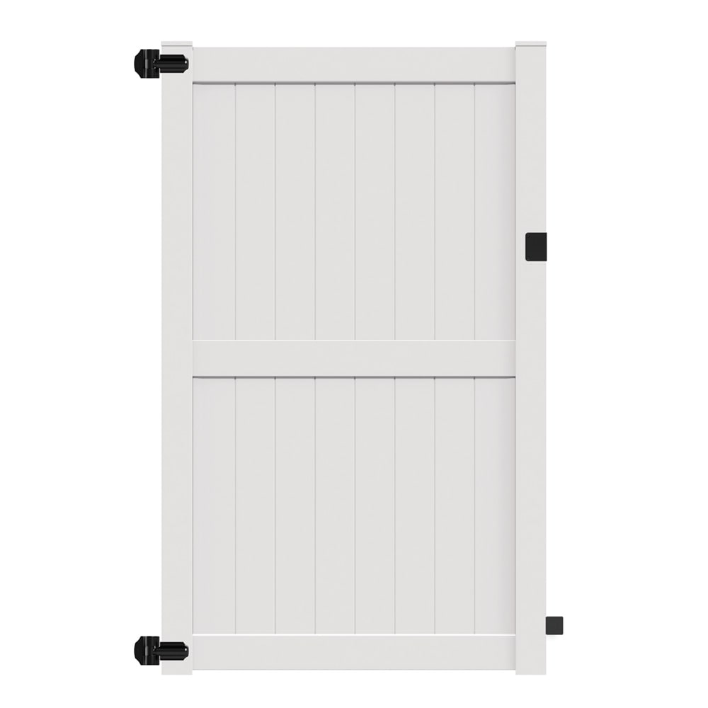 Freedom 73025307 Hampton 8-ft H x 5-ft W White Privacy Vinyl Flat-top Fence gate kit (Unassembled)
